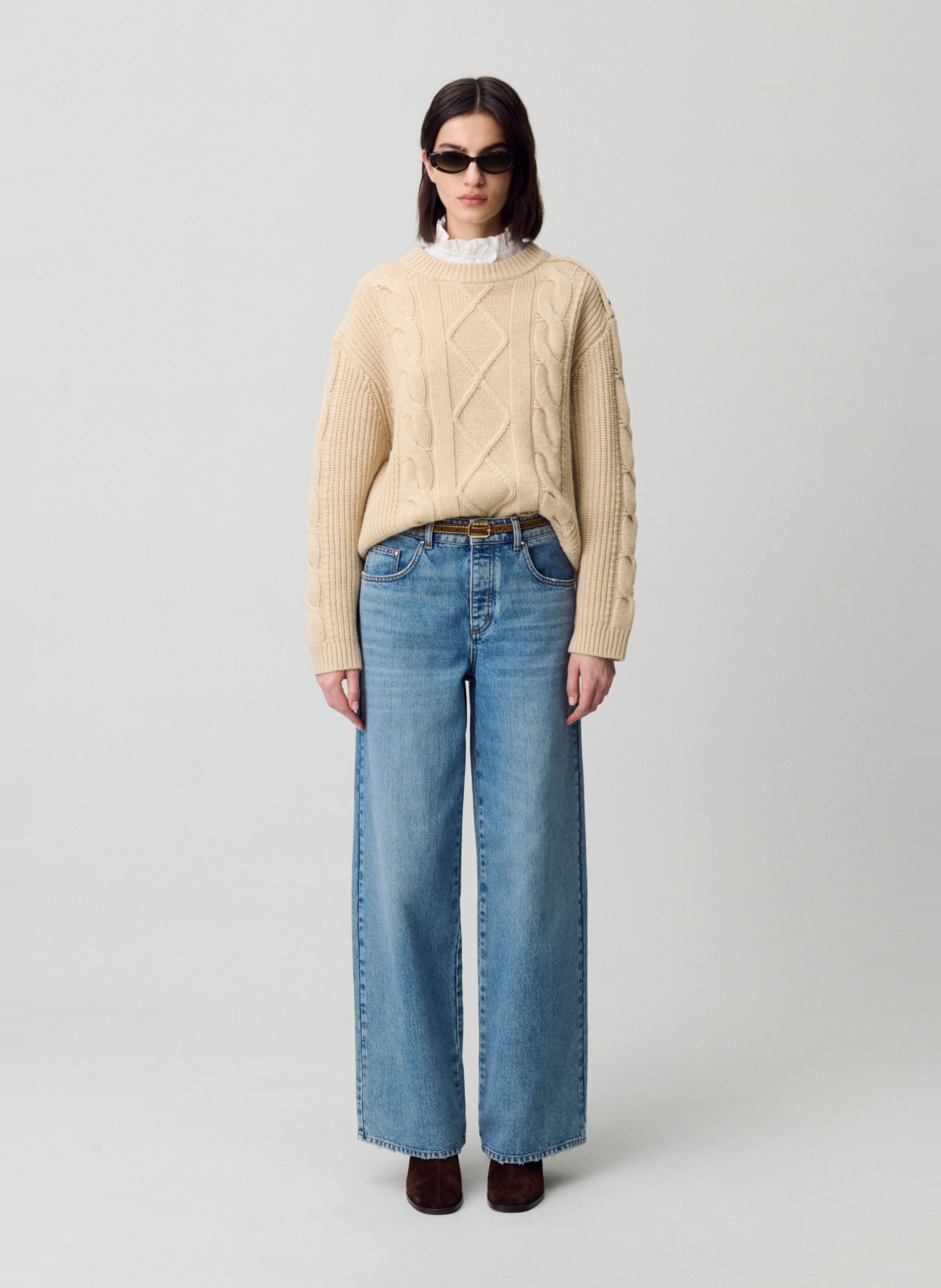 Pull oversize col rond en laine mélangée mekky CLAUDIE PIERLOT Beige