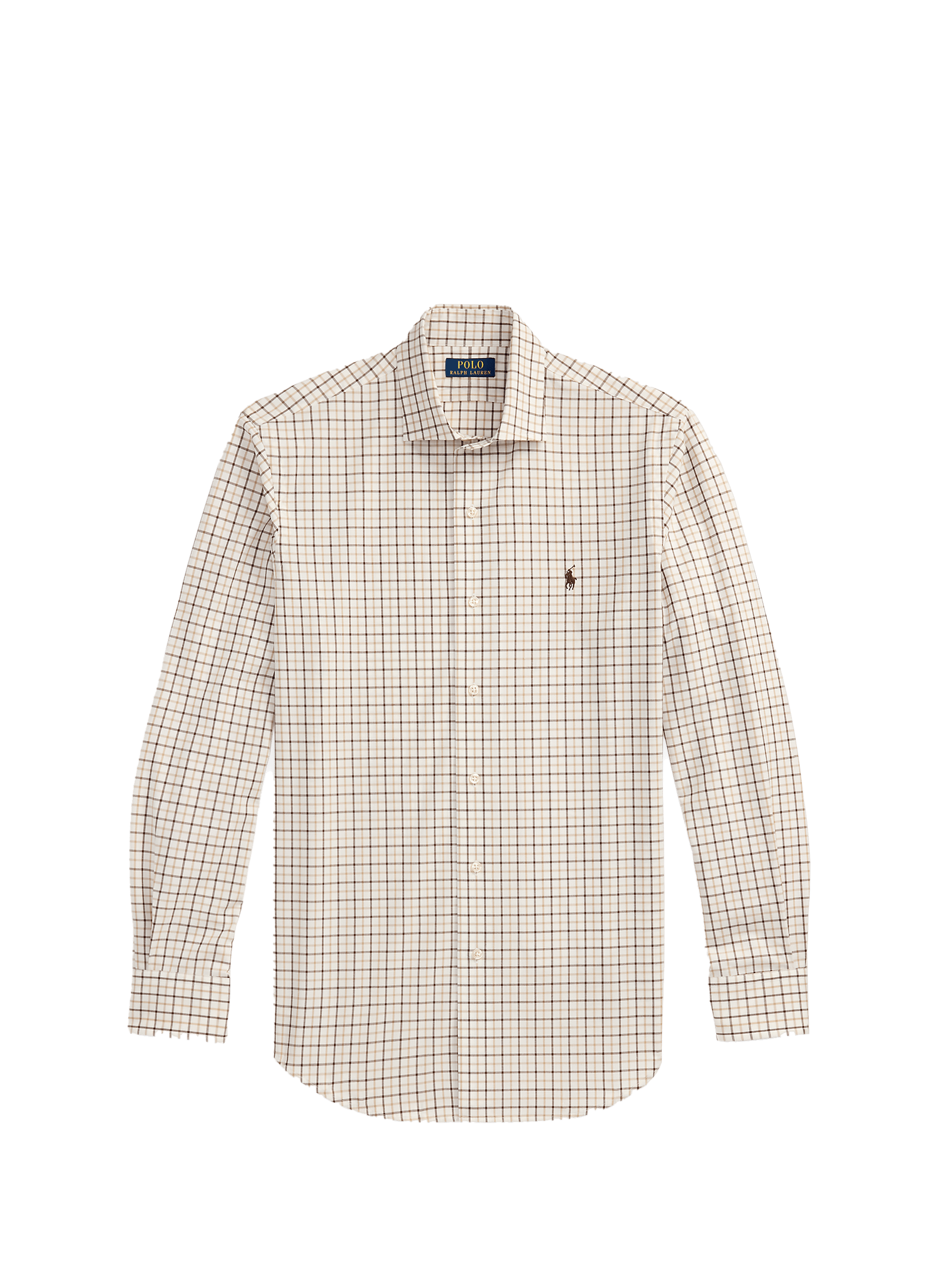 Chemise col classique manches contrastantes en coton POLO RALPH LAUREN Beige