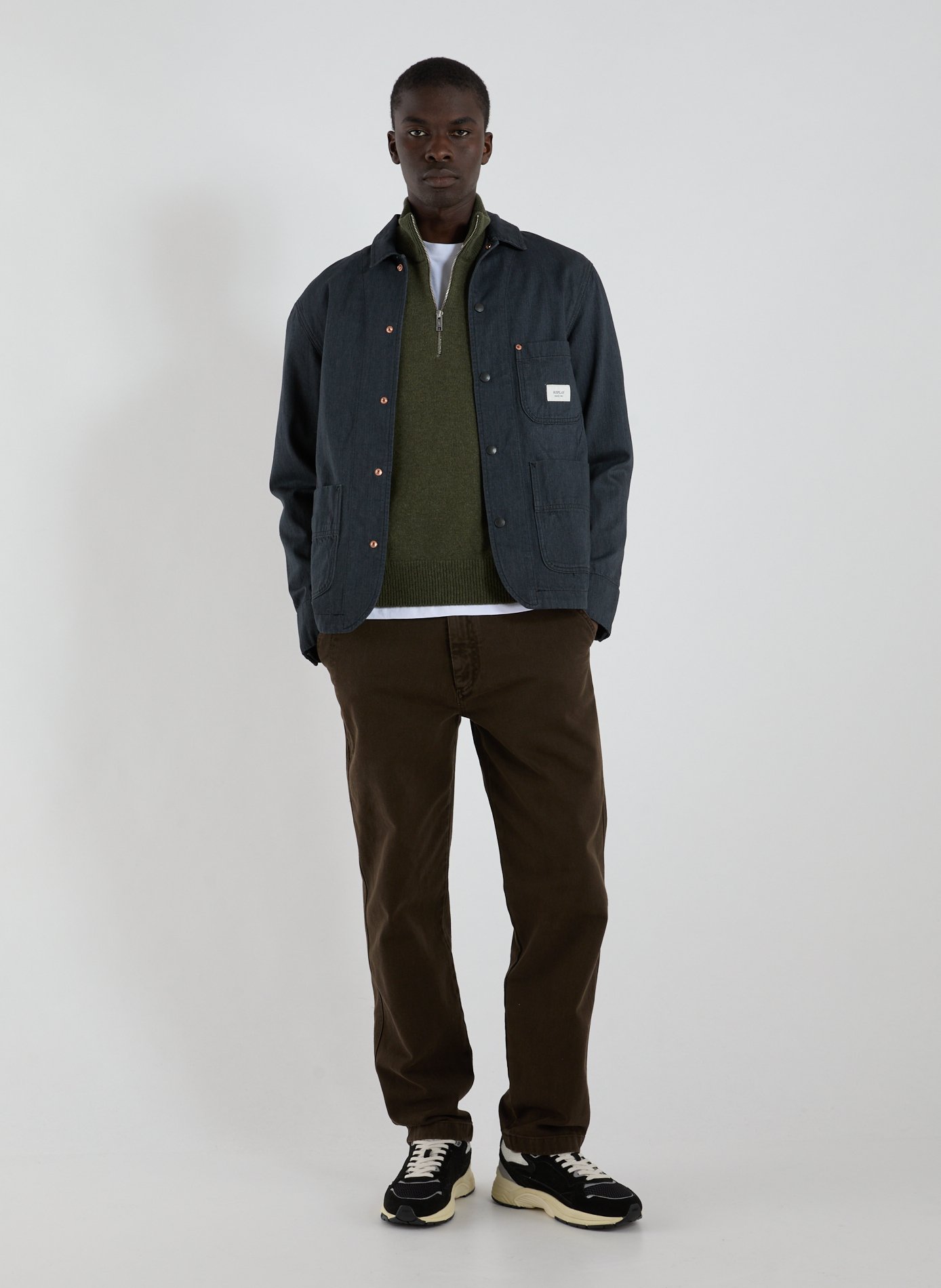 AIGLE Wool zip-neck jumper Khaki