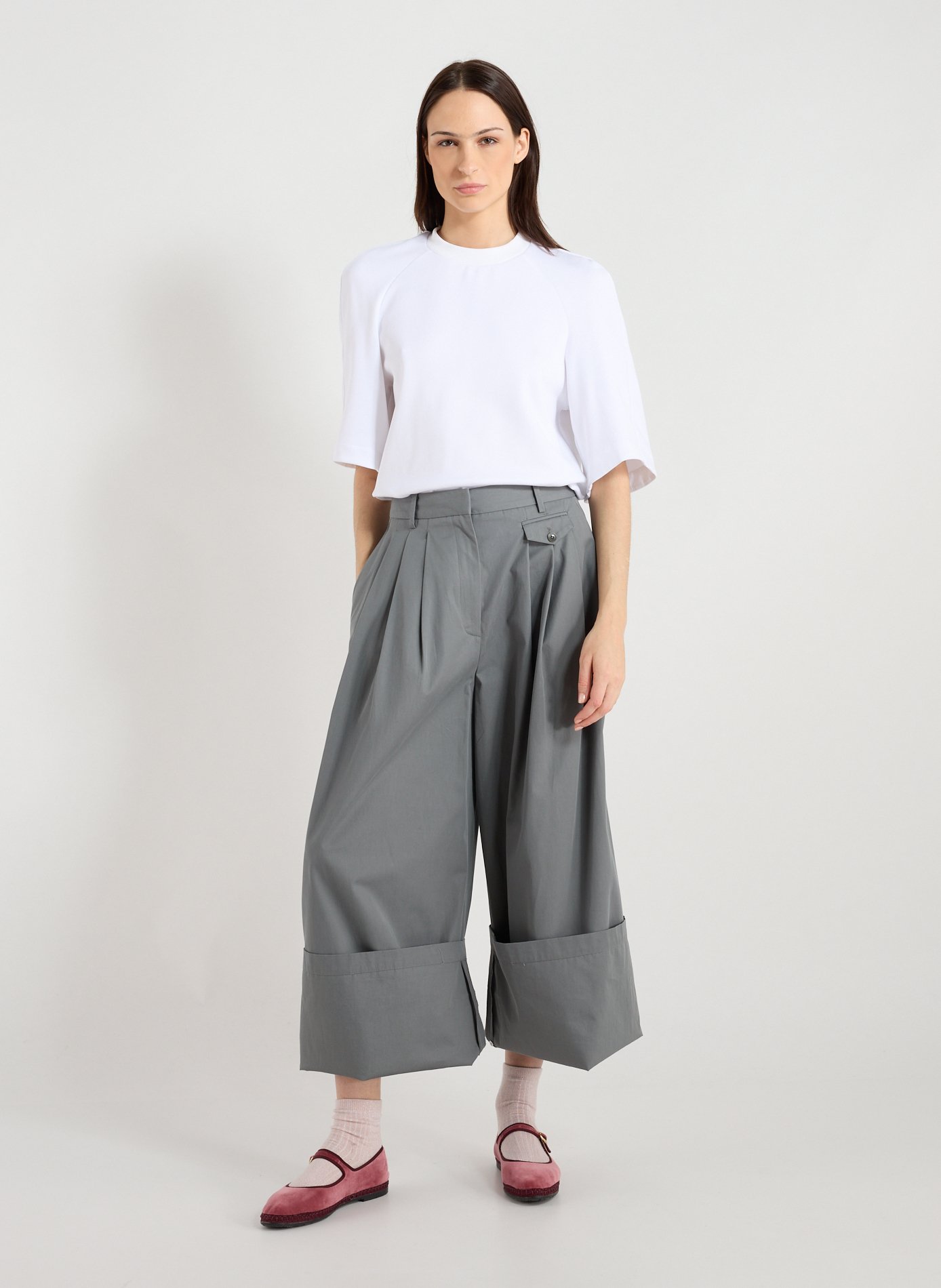 Pantalon large à fronces TIBI Gris