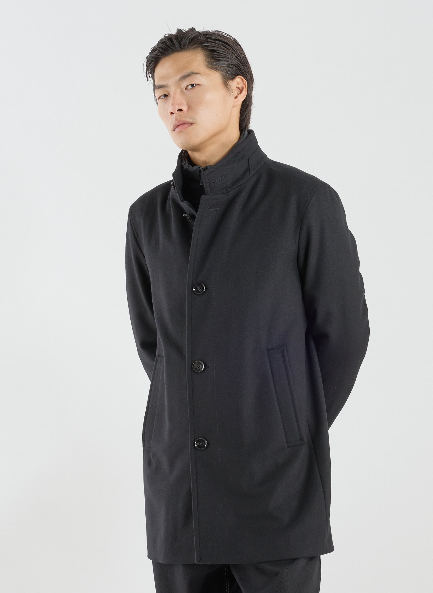 Coat with high collar in blended wool STRELLSON Black