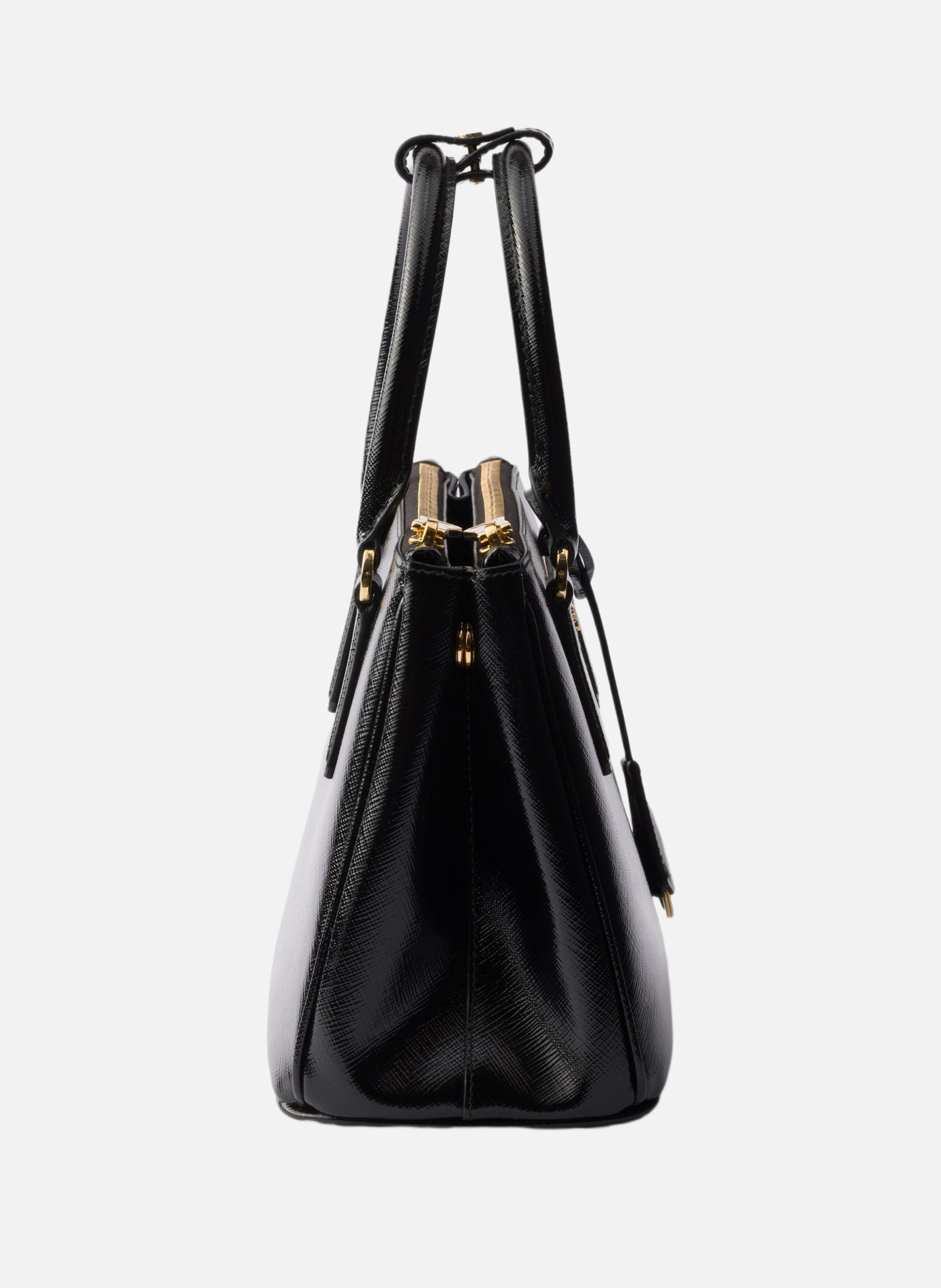 Petit sac prada galleria en cuir saffiano verni PRADA Noir