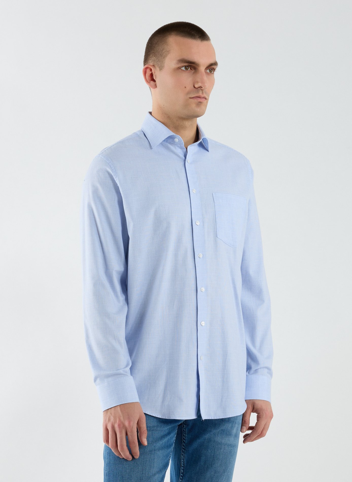 Chemise à carreaux en coton SEIDENSTICKER Bleu