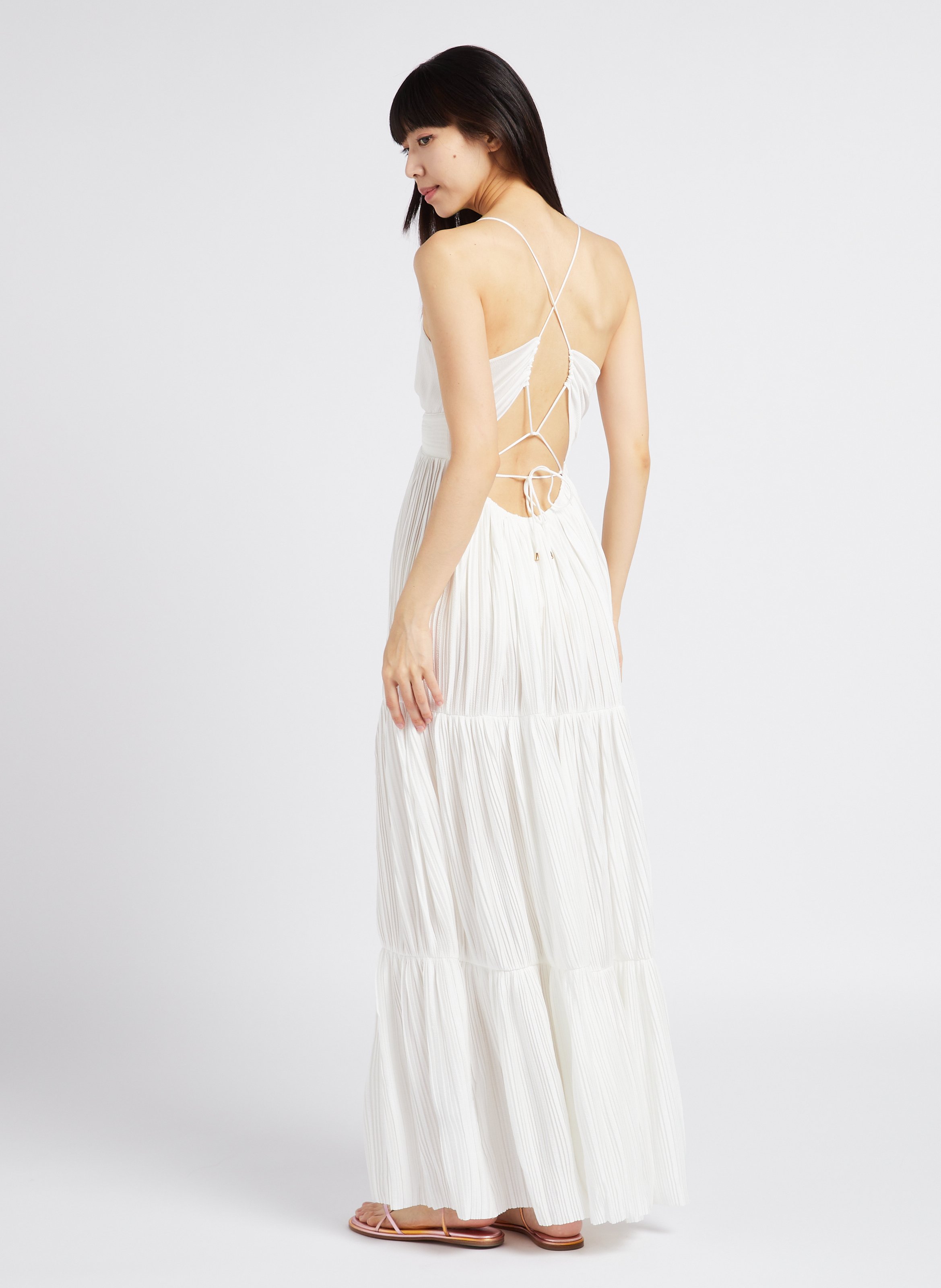 Robe longue col v plissée wasta BA&SH Blanc