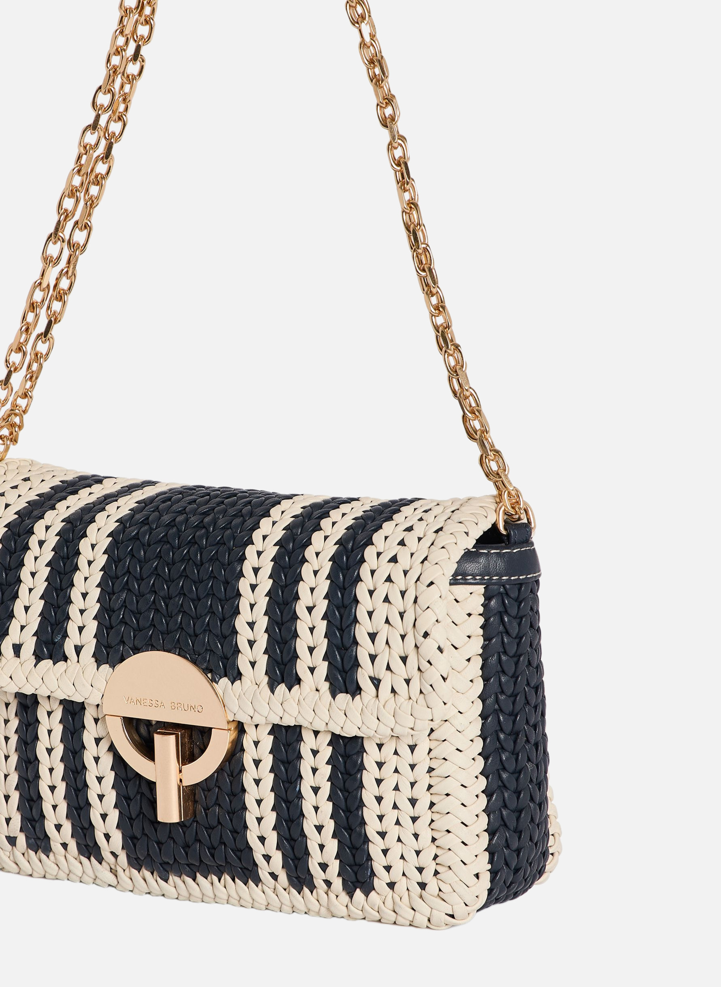 Moyen sac moon en cuir tressé VANESSA BRUNO Bleu