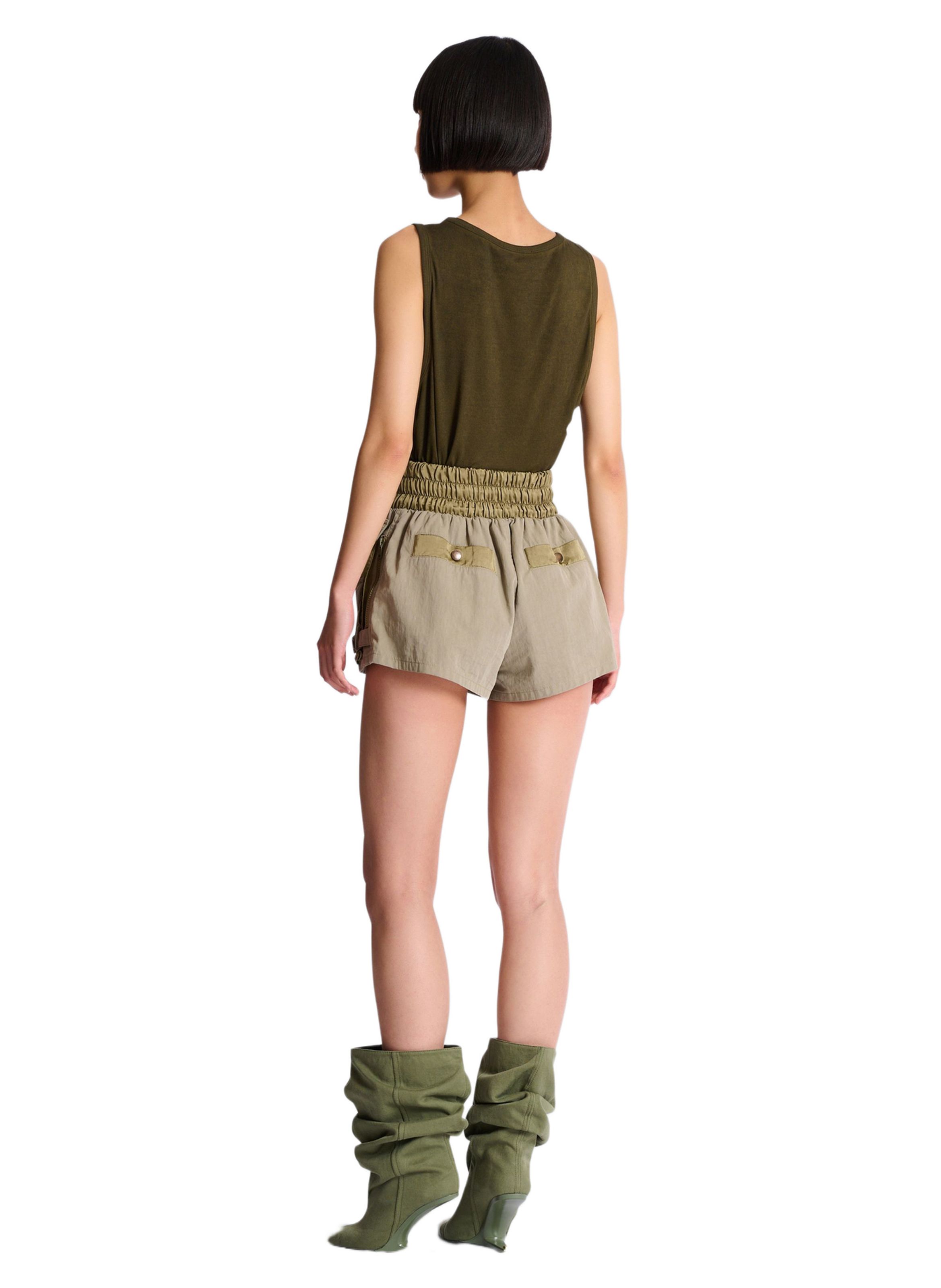Short utility en coton et sergé BALMAIN Vert
