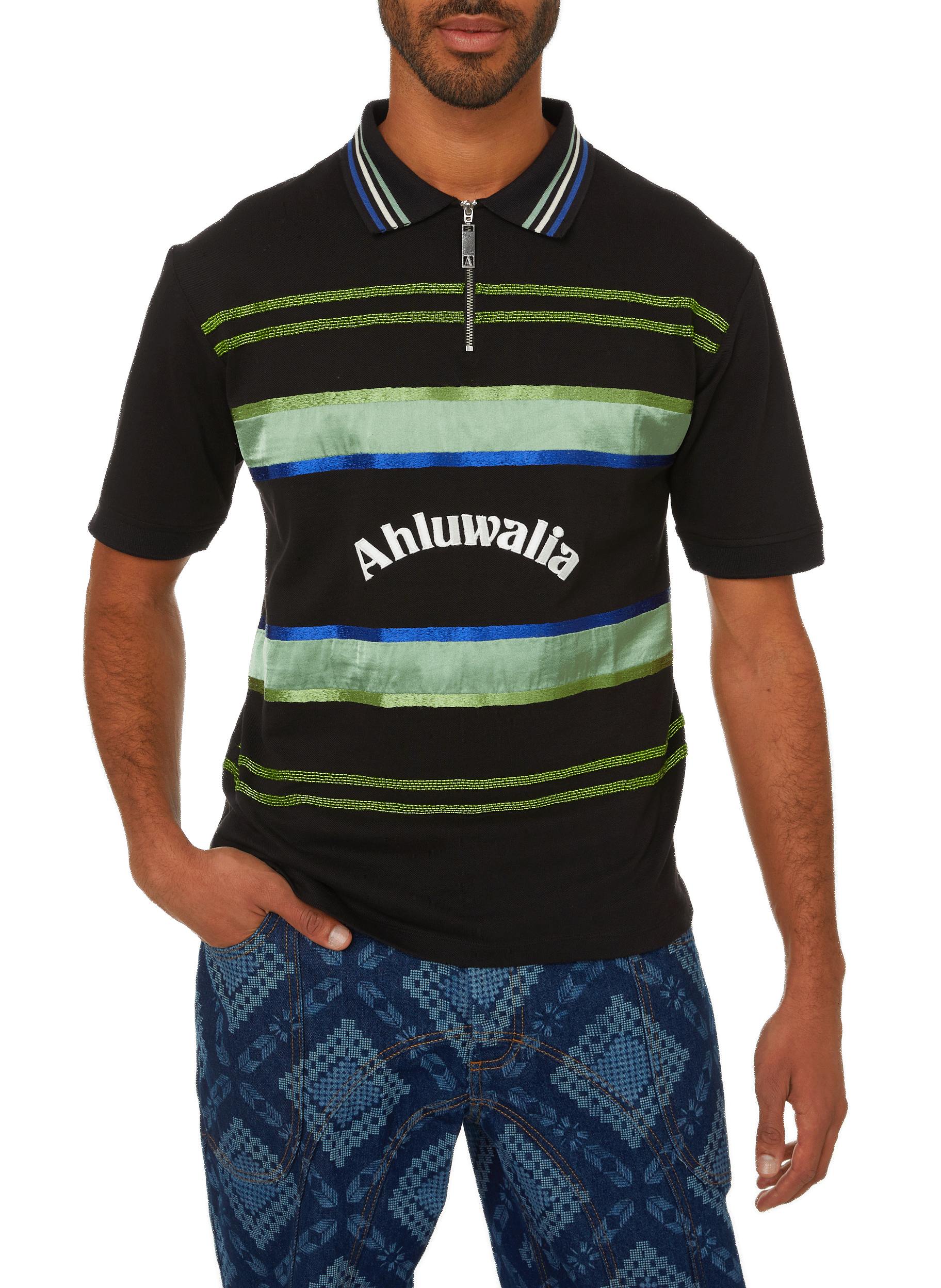 Patterned polo AHLUWALIA Black
