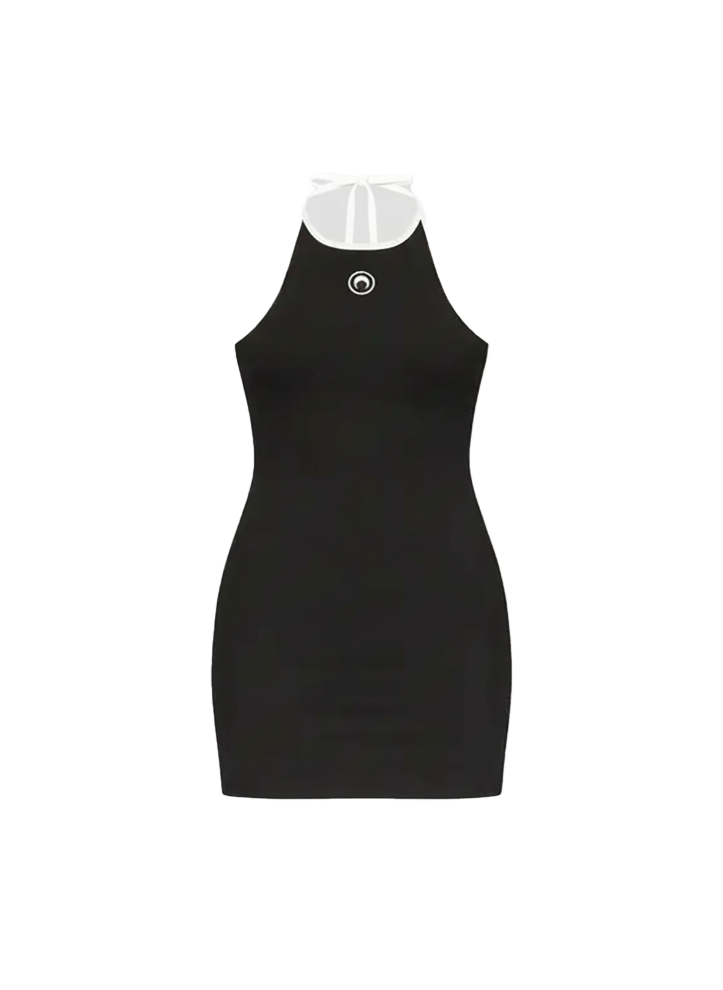 Moon logo ribbed jersey halter short dress organic cotton MARINE SERRE Black