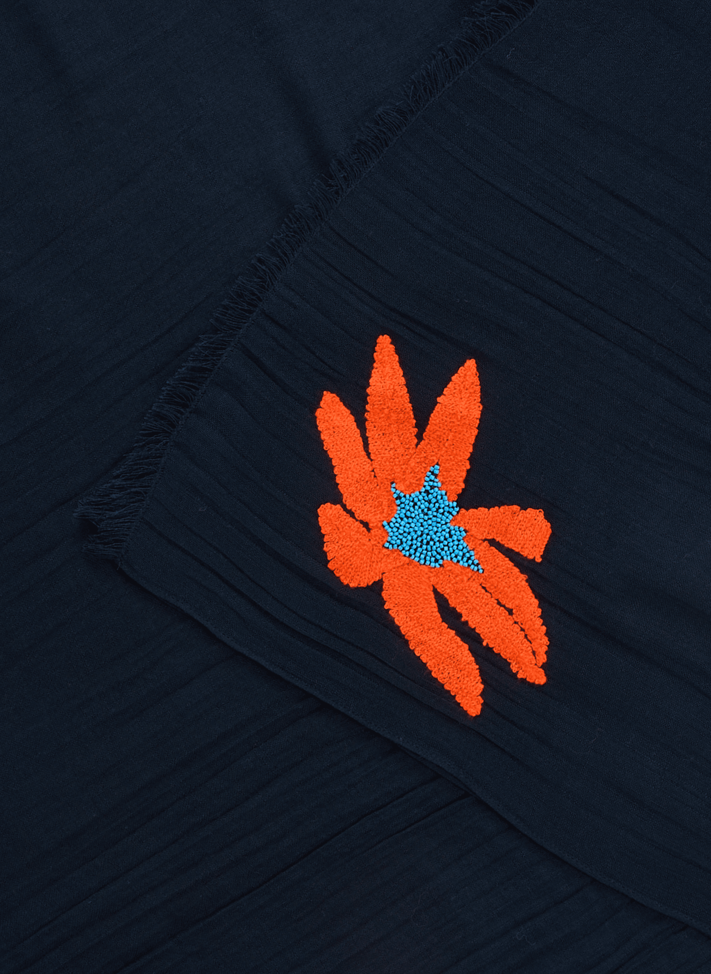 Wool scarf with embroidered flower details PAUL SMITH Blue