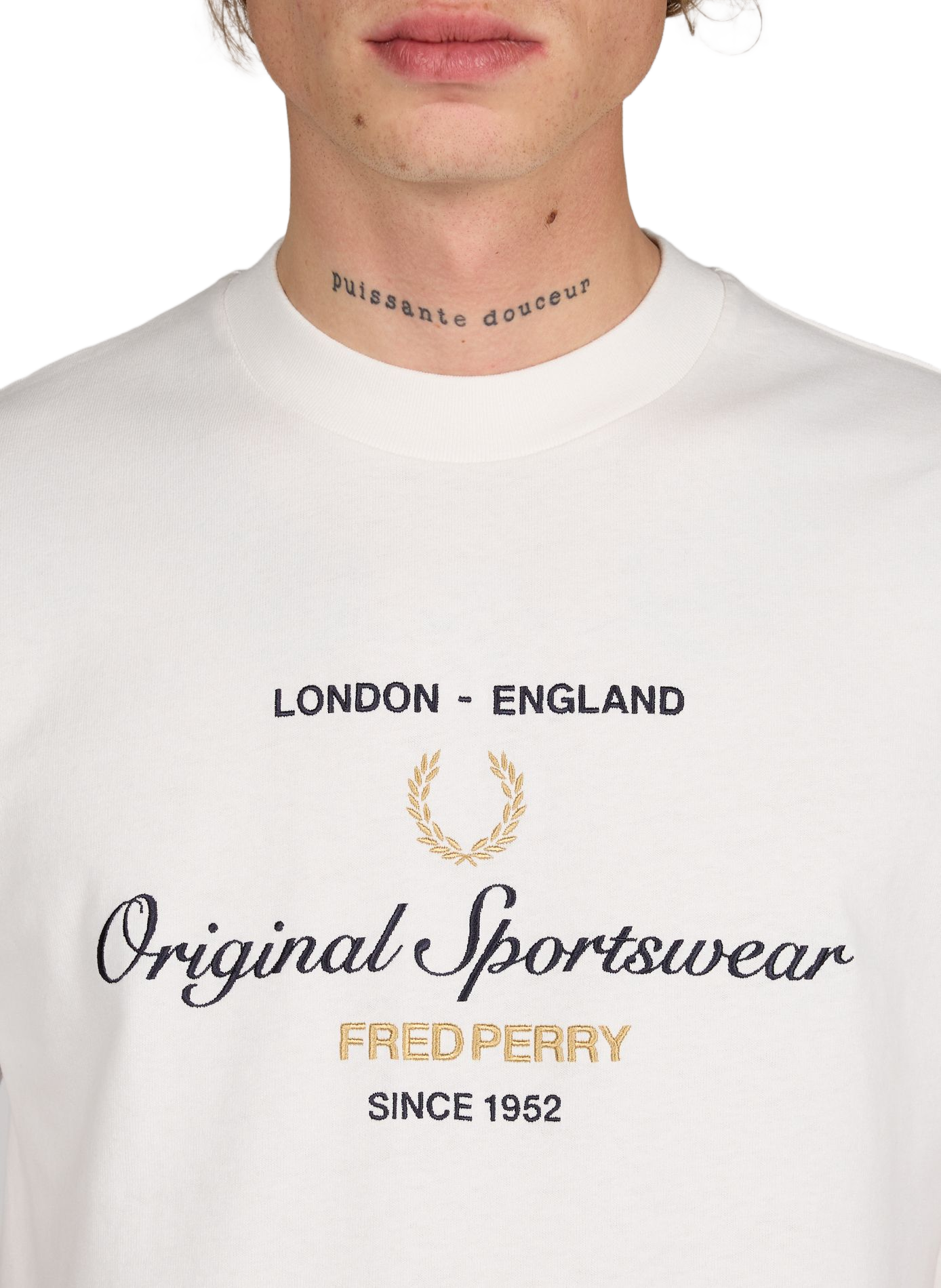 T-shirt brodé en coton FRED PERRY Blanc