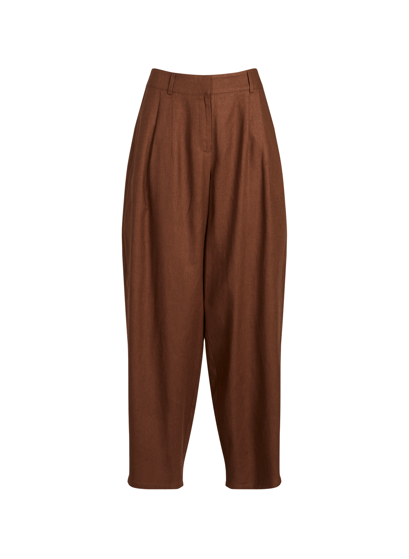Solid linen blend trousers TOPSHOP Brown