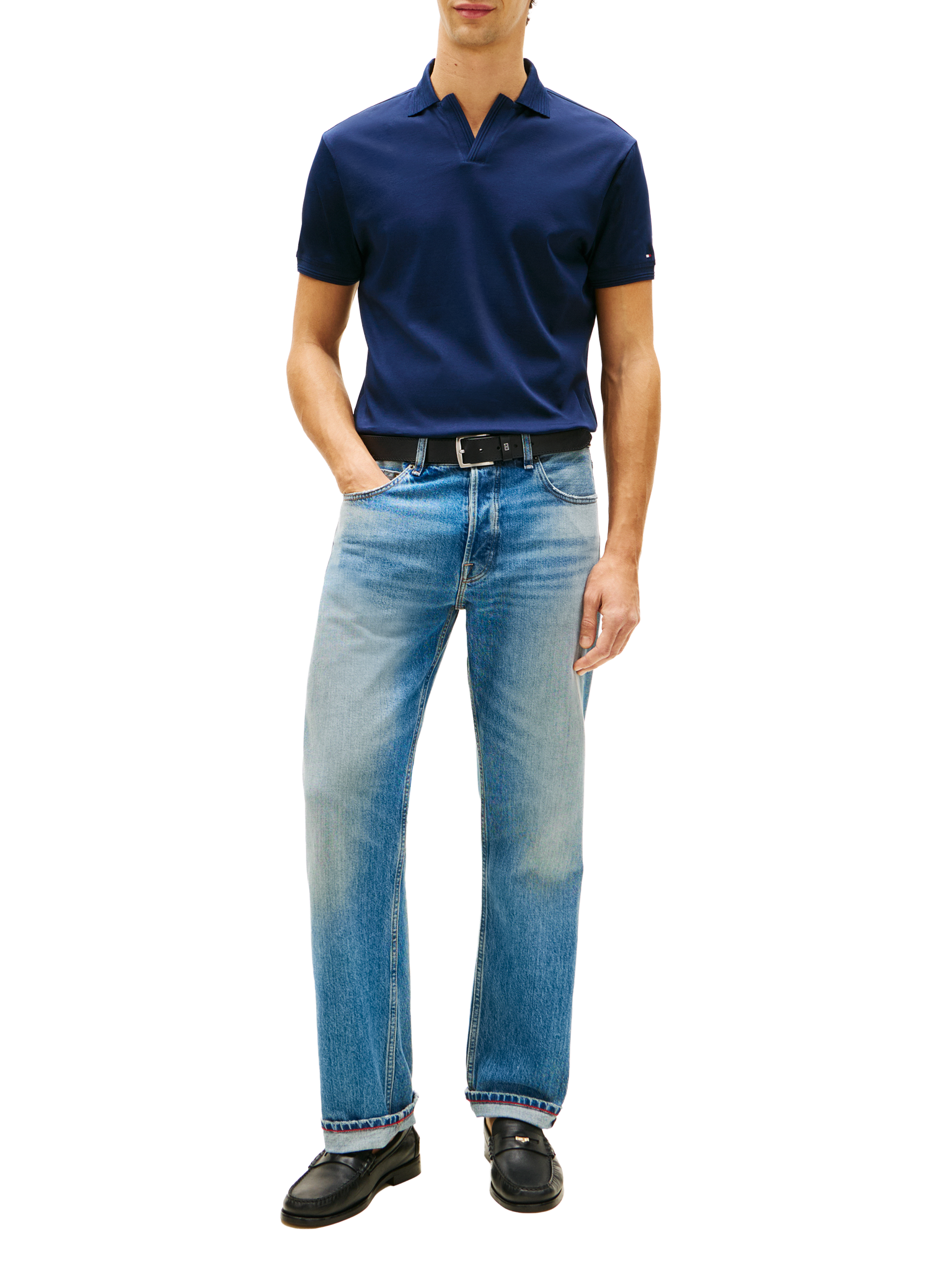 Polo manches courtes en coton TOMMY HILFIGER Bleu