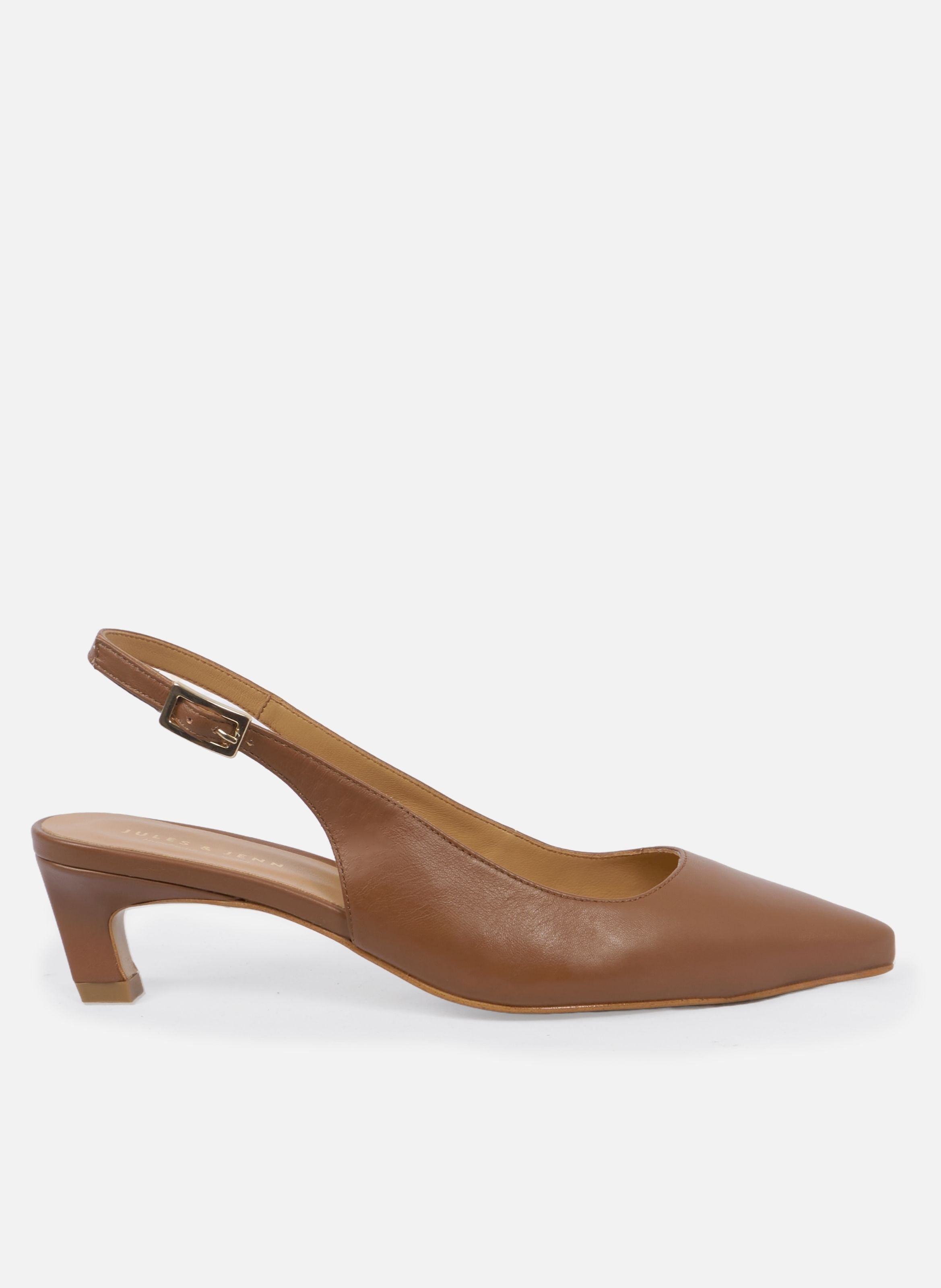Escarpins slingback albane petit talon cuir lisse JULES & JENN Marron