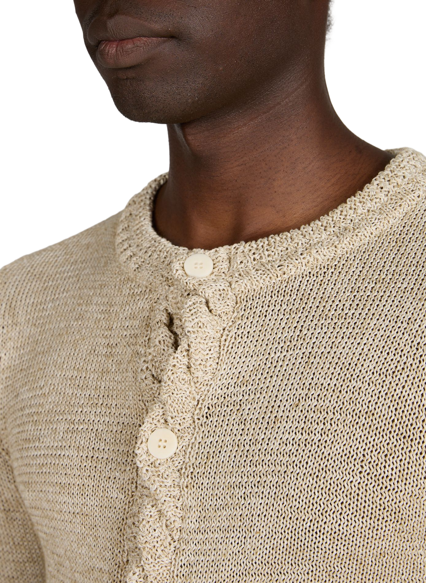 Cardigan en maille à col bénitier SEAN SUEN Beige