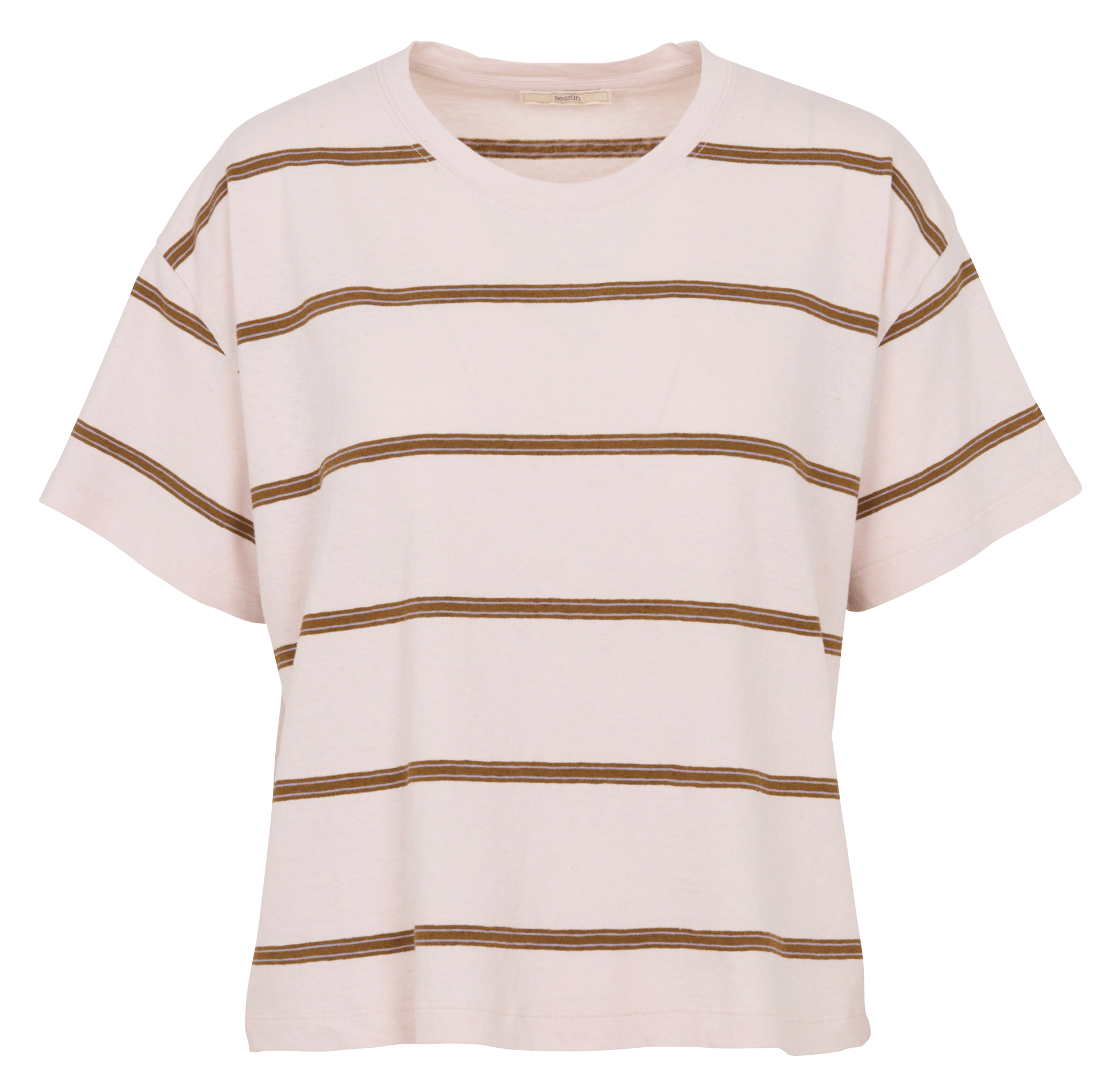 Tee-shirt ample col rond en coton mélangé rayé tooli SESSUN Rose