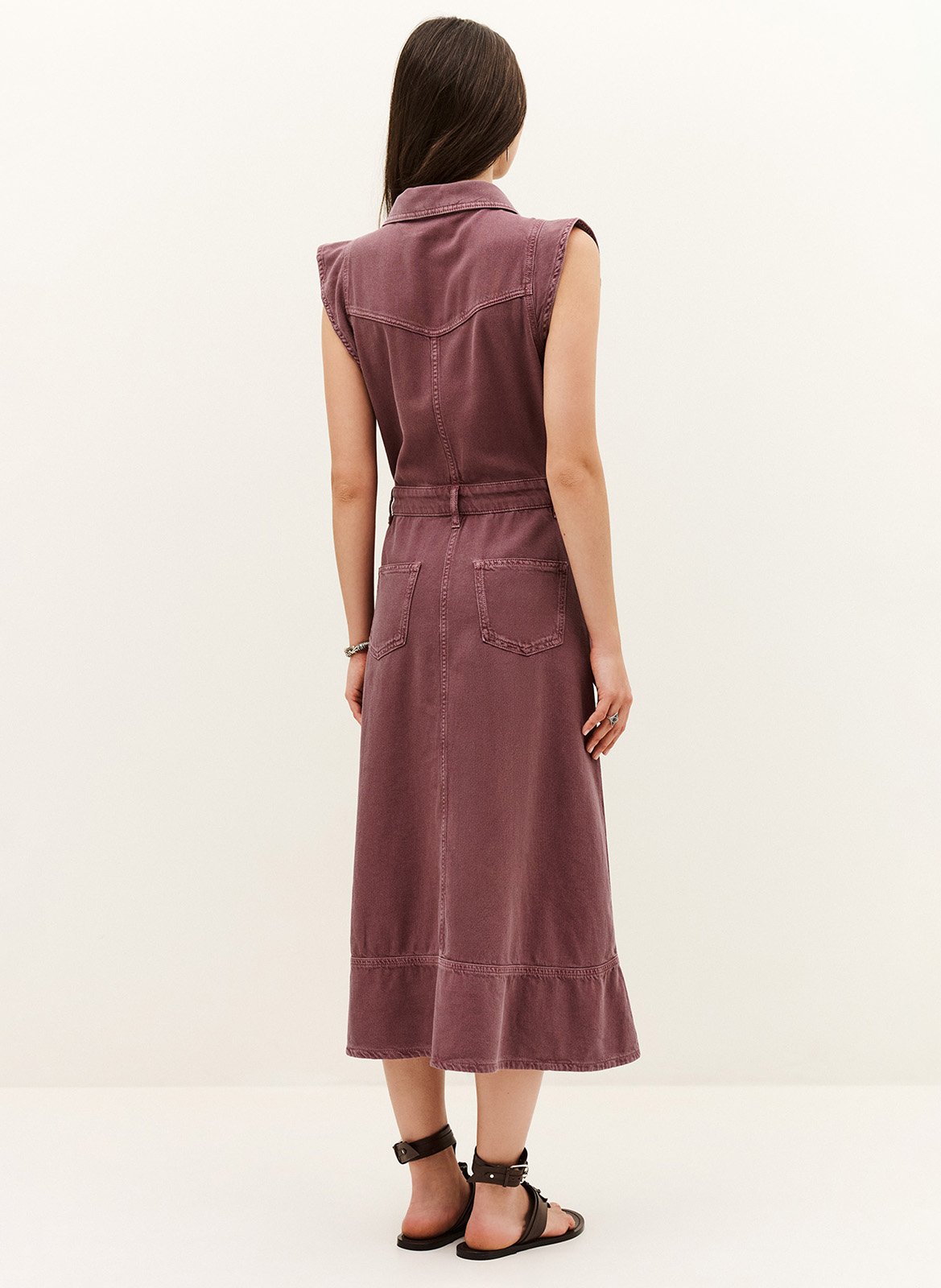 Long buttoned denim dress by Risol. BA&SH Pink