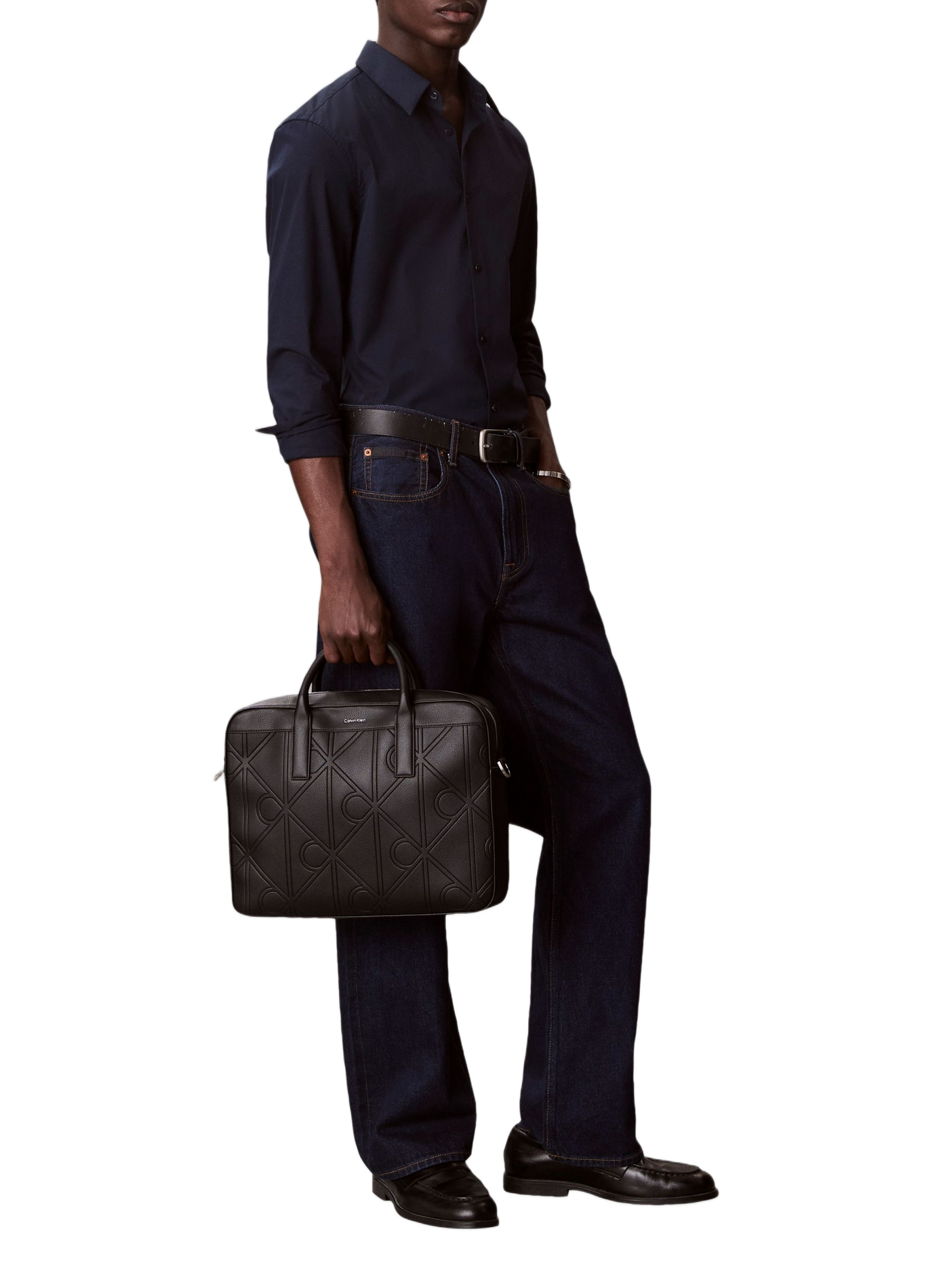 Sac ordinateur texturé à détail logo CALVIN KLEIN Noir