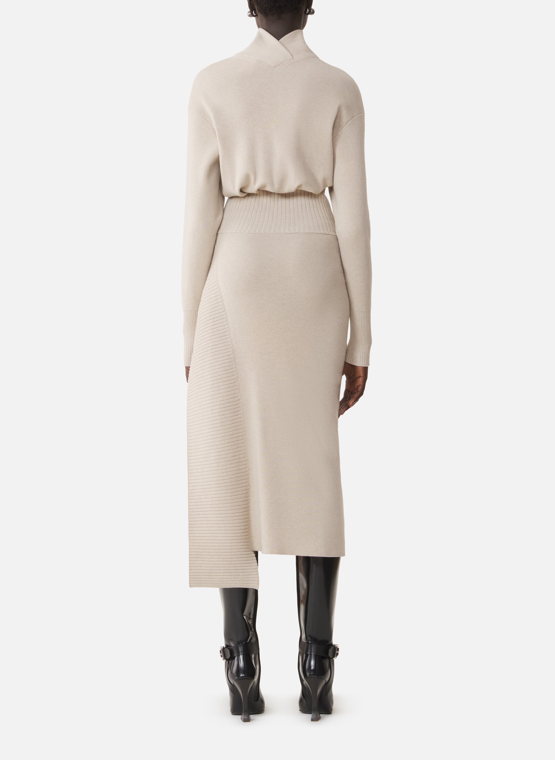 Robe midi en laine et cachemire LANVIN Blanc