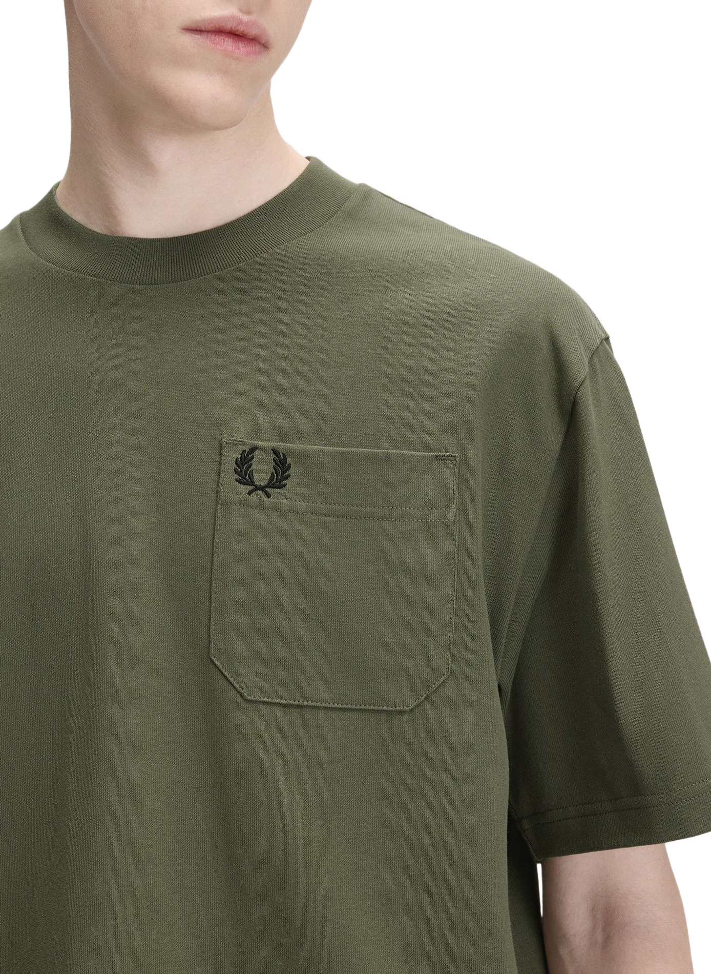 Tee-shirt col rond en coton FRED PERRY Vert