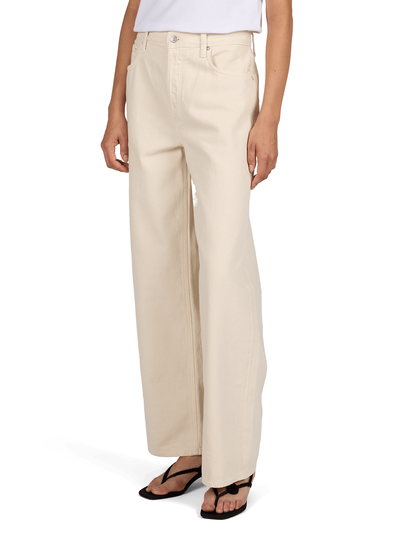 Pantalon ample taille basse 30,5" en coton AGOLDE Beige