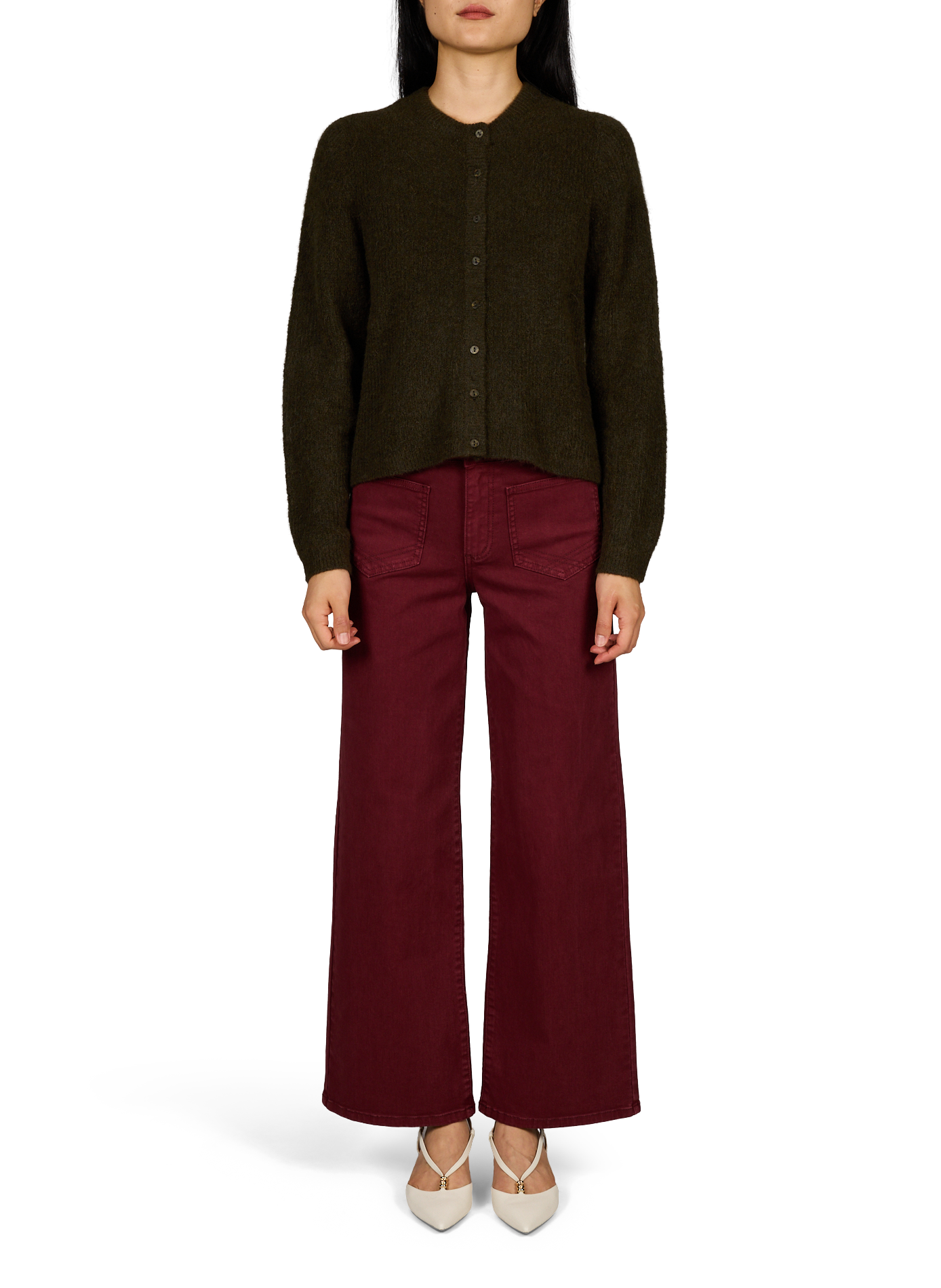 Vilory Rippstrick-Cardigan mit Rundhalsausschnitt VILA Khaki