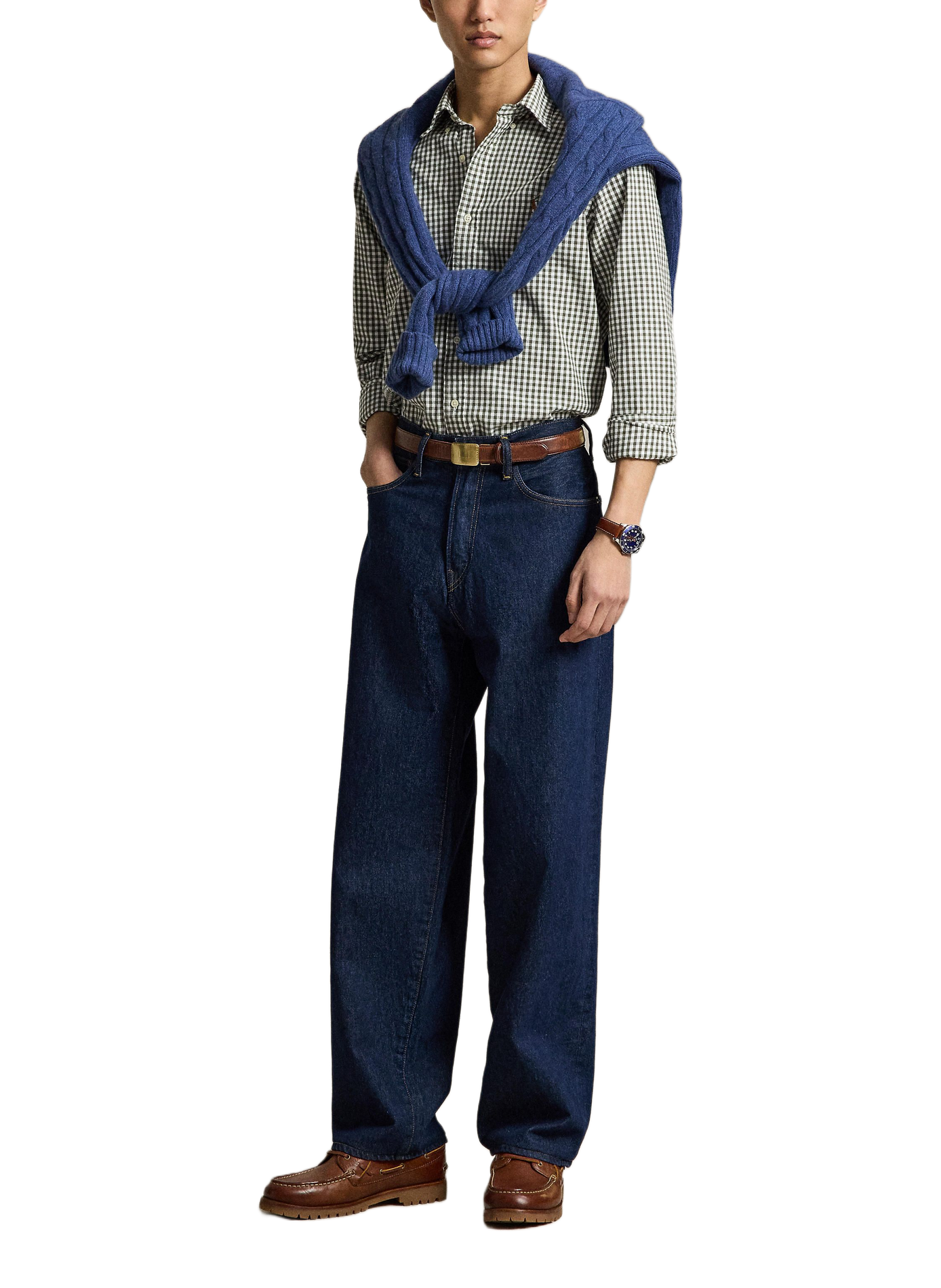 Chemise droite à carreaux en coton  POLO RALPH LAUREN Blanc