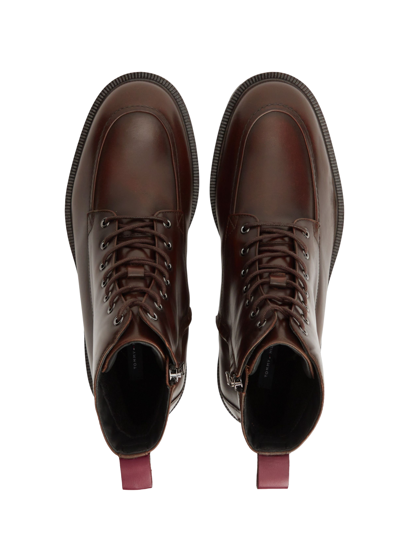 Lace-up leather ankle boots TOMMY HILFIGER Brown