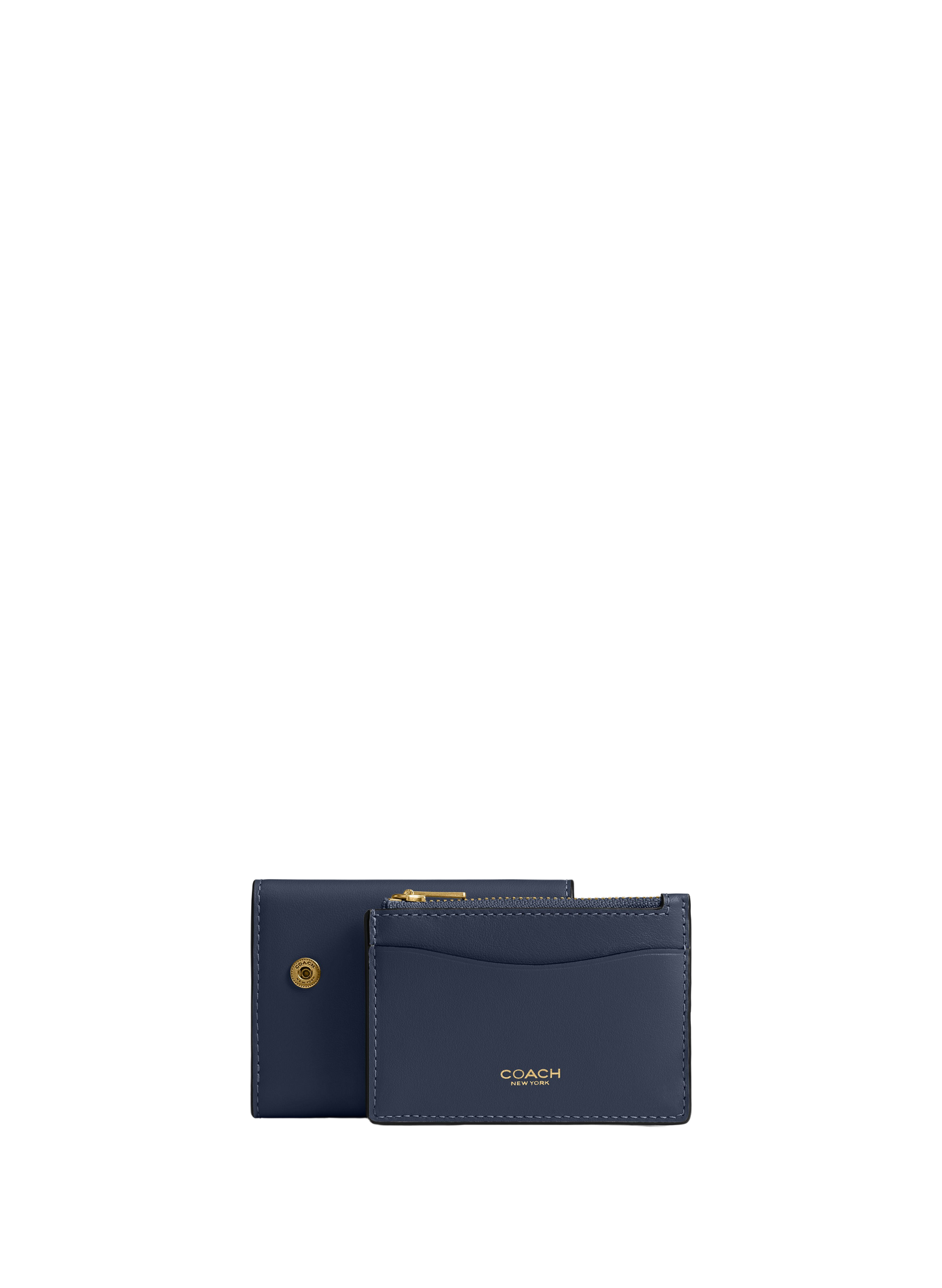 Kartenhalter mit Logo aus Leder COACH Blau