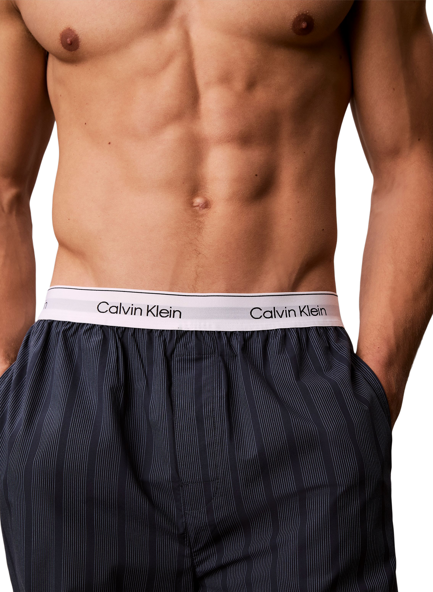 Gestreifte Baumwoll-Schlafanzughose CALVIN KLEIN Blau