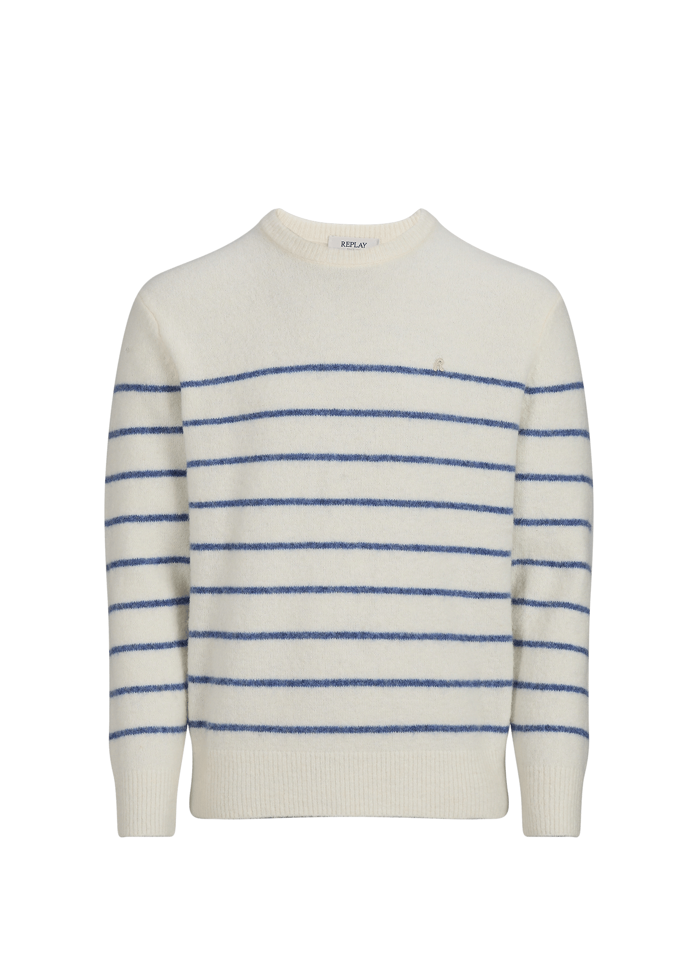 Rundhalsausschnitt-Pullover aus Wollmischung mit Streifen REPLAY Beige