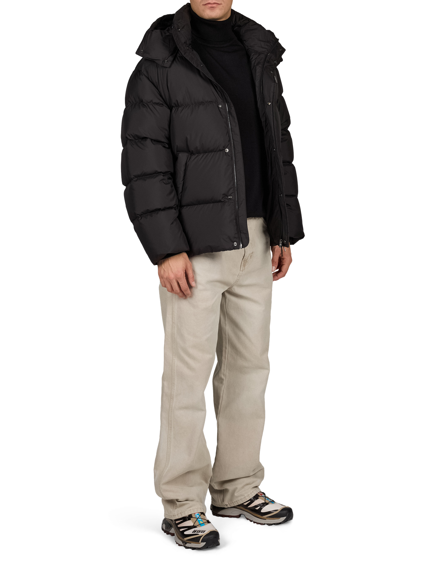 Hooded straight-fit padded jacket EMPORIO ARMANI Black
