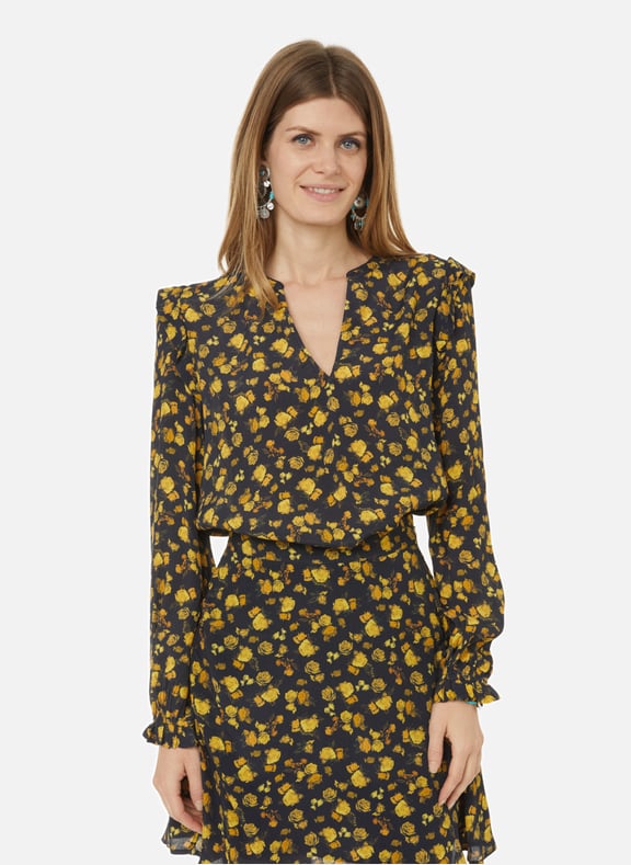 Blouse imprimé rose en crêpe de viscose durable Jaune by TOMMY HILFIGER TOMMY HILFIGER Blouse imprimé rose en crêpe de viscose durable Jaune