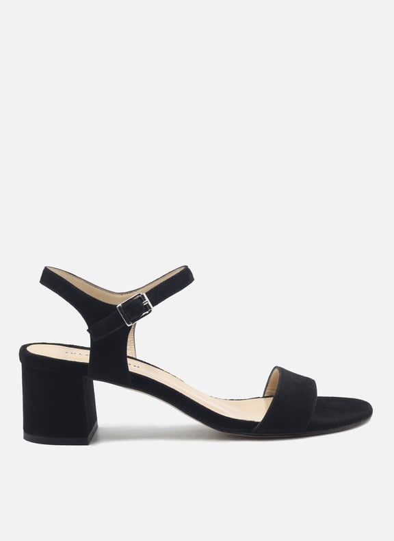 Sandales moyen talon cuir daim Noir by JULES & JENN JULES & JENN Sandales moyen talon cuir daim Noir