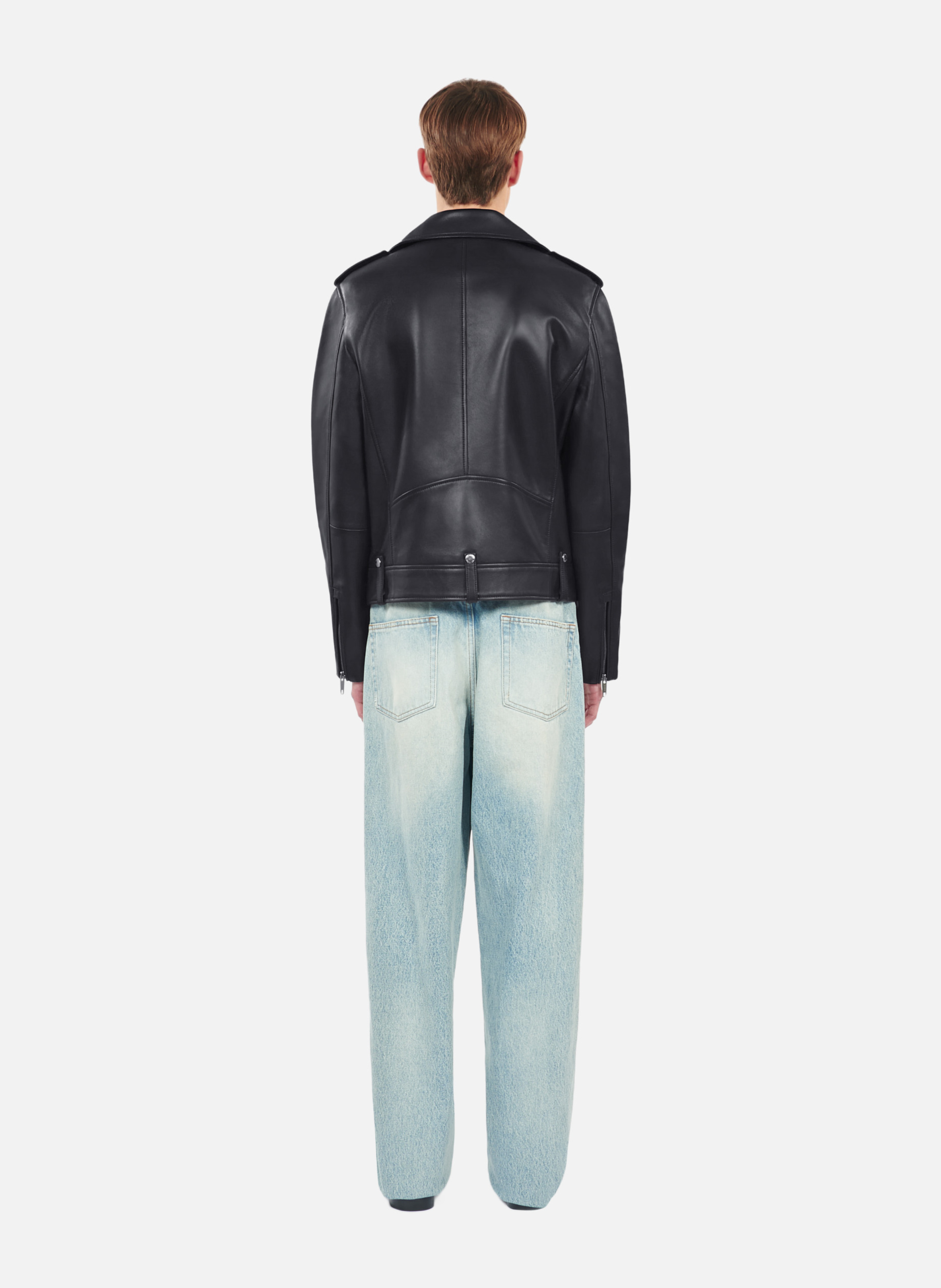 Blouson biker en cuir THE KOOPLES Noir