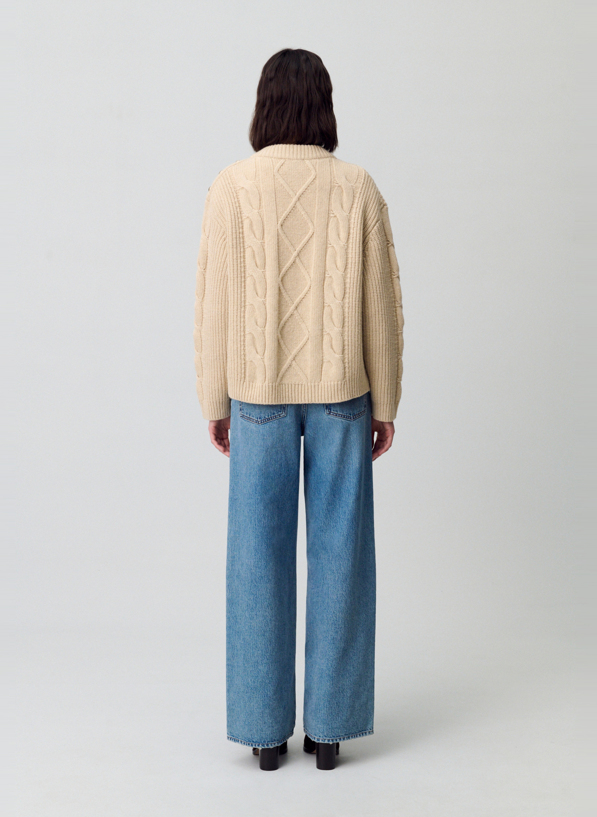 Pull oversize col rond en laine mélangée mekky CLAUDIE PIERLOT Beige