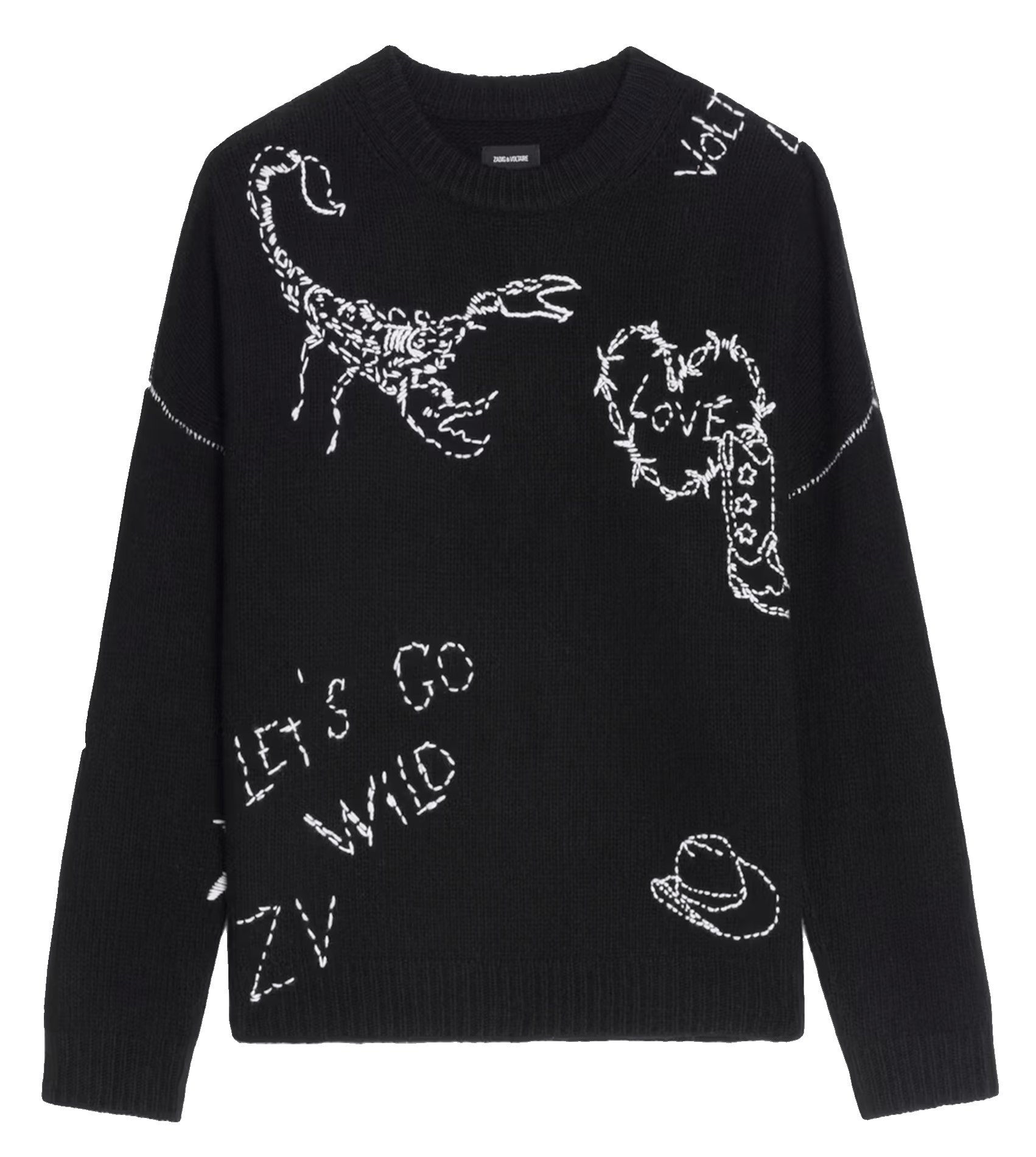 Pull droit col rond en laine baba ZADIG&VOLTAIRE Noir