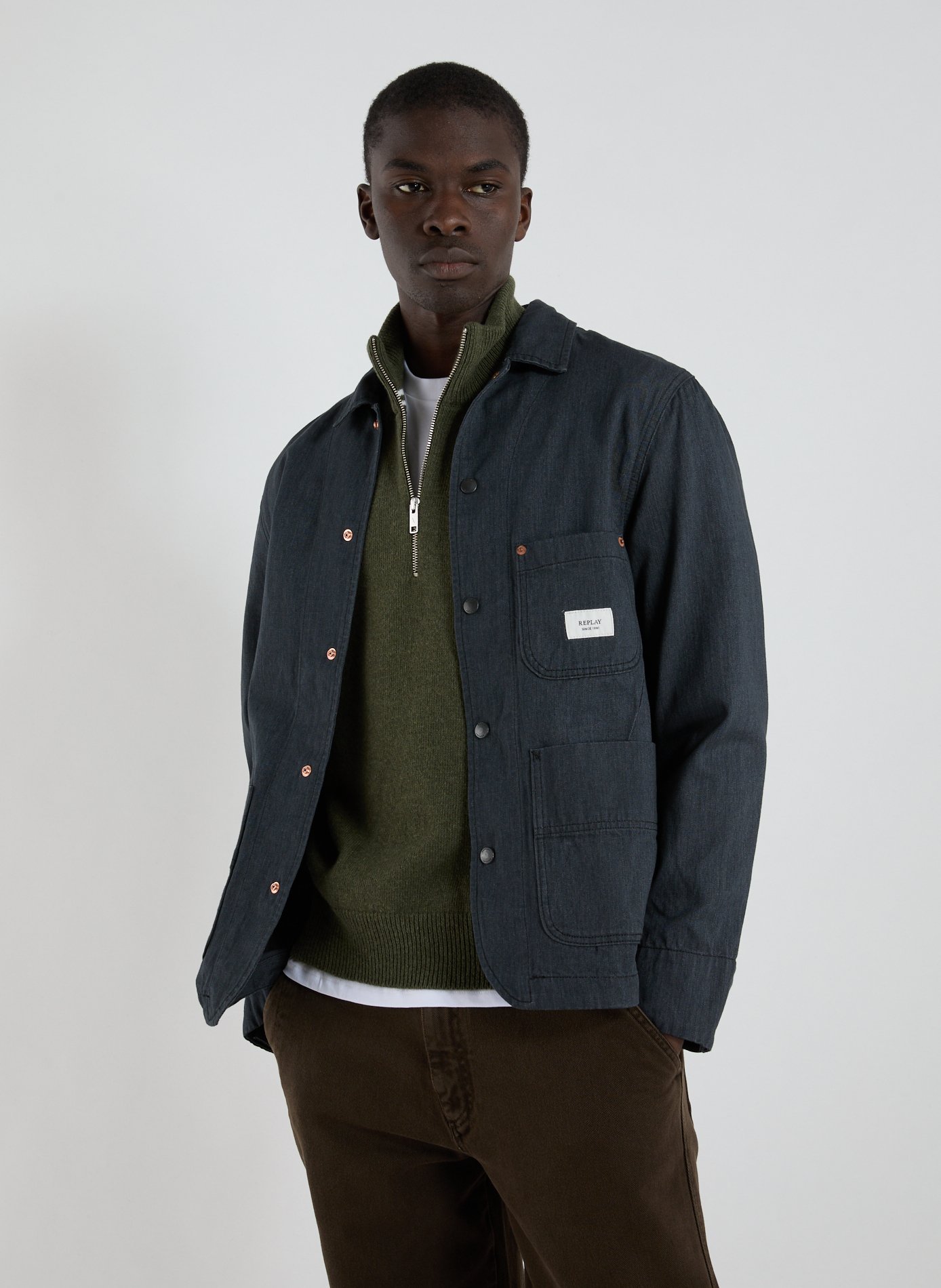 REPLAY Bleached denim Shirt Grey