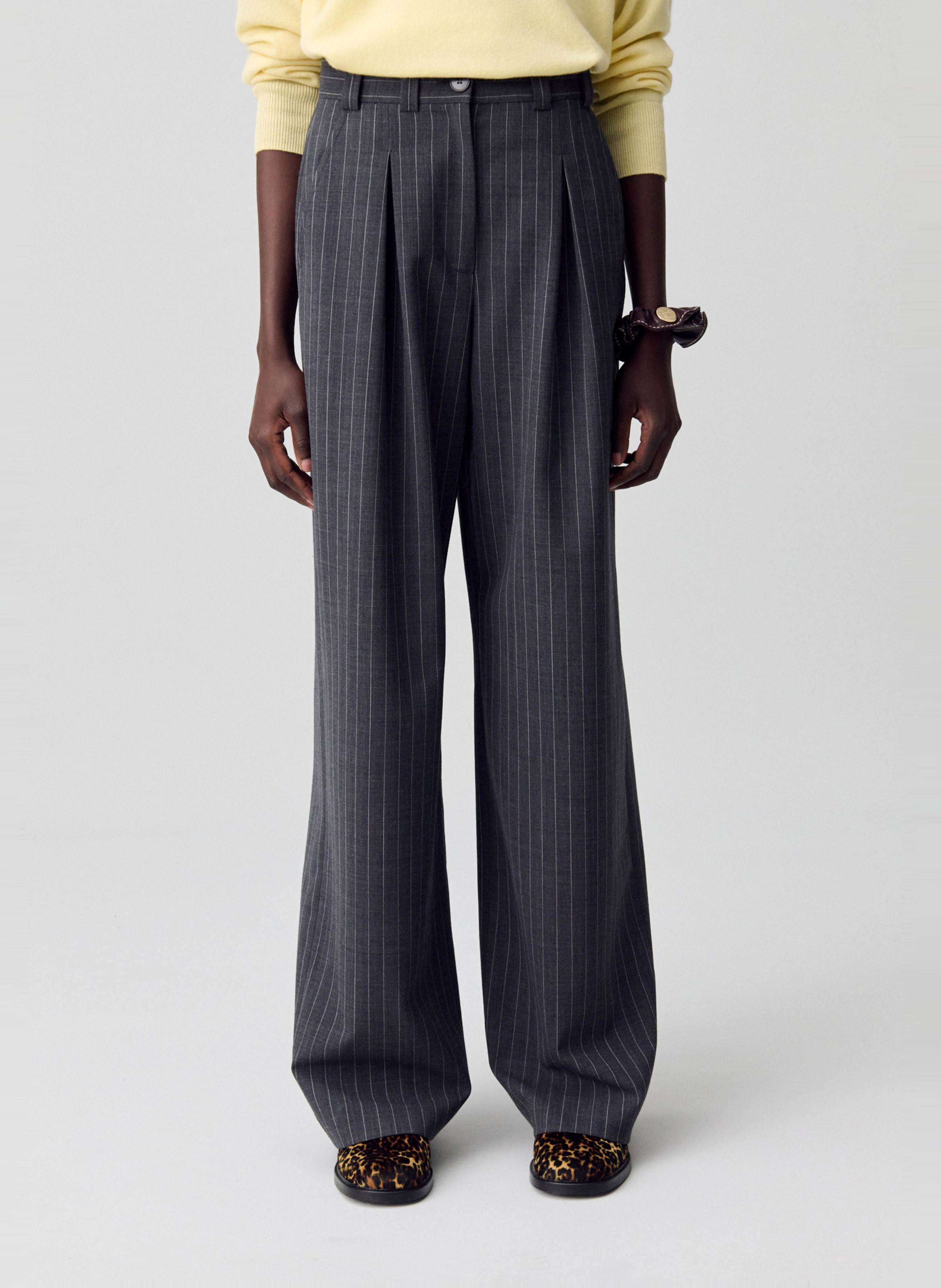 Pantalon large rayé pedroter CLAUDIE PIERLOT Gris