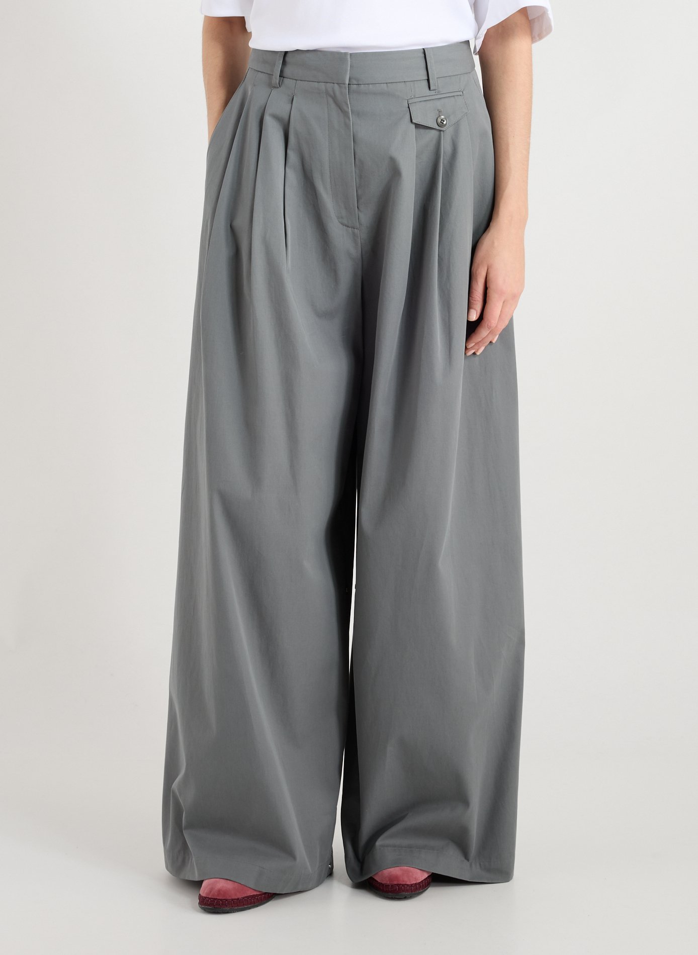 TIBI Wide pleated pants Grey