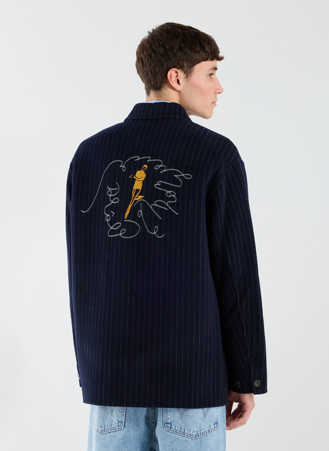 Jacket with classic collar in wool blend DROLE DE MONSIEUR Blue