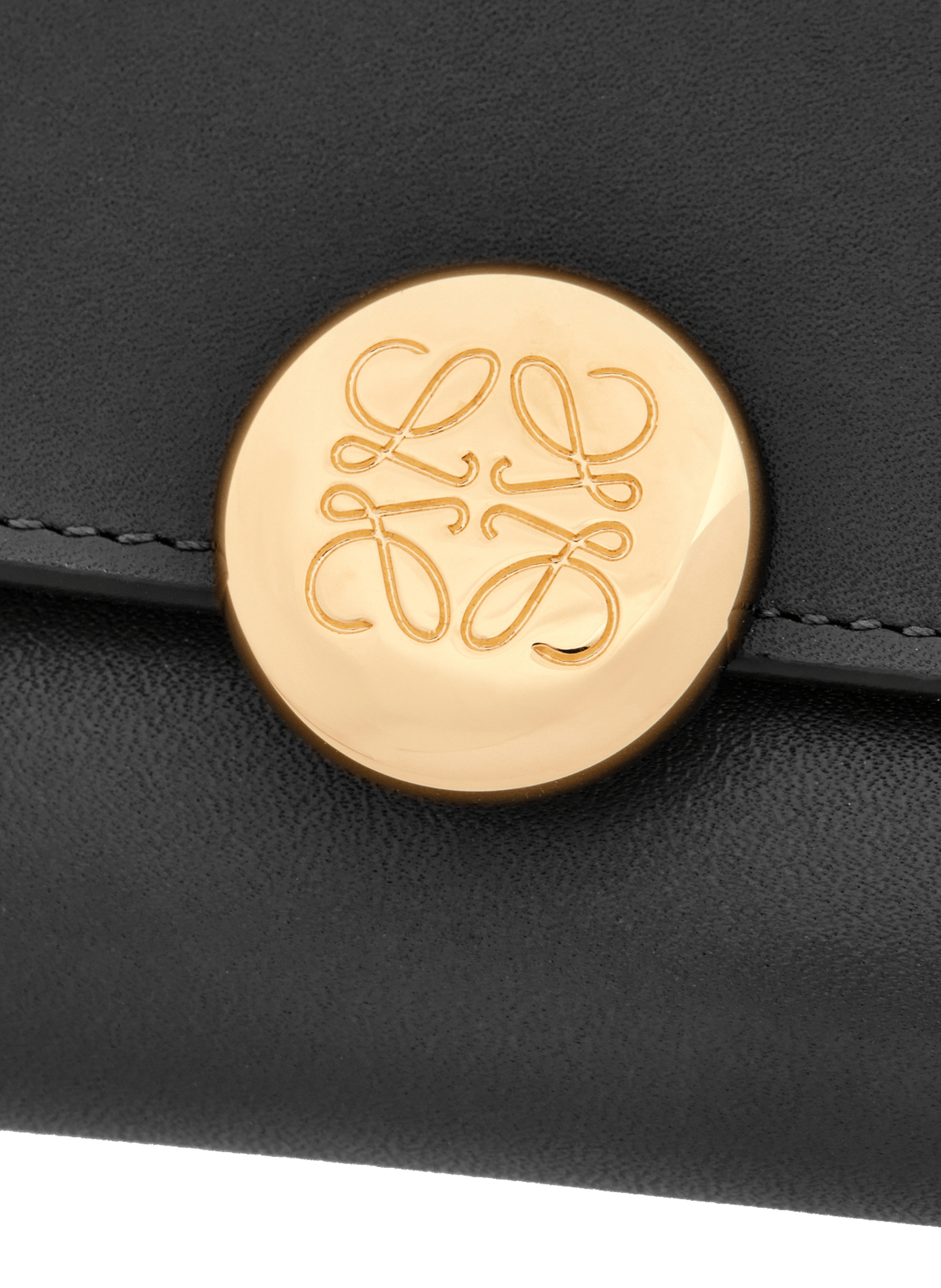 Small vertical Pebble wallet in shiny nappa calfskin leather LOEWE Black