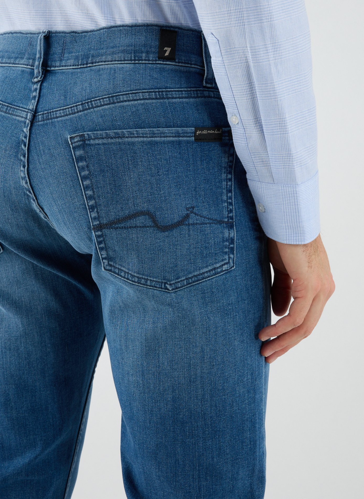Five-pocket cotton blend jeans 7 FOR ALL MANKIND Blue