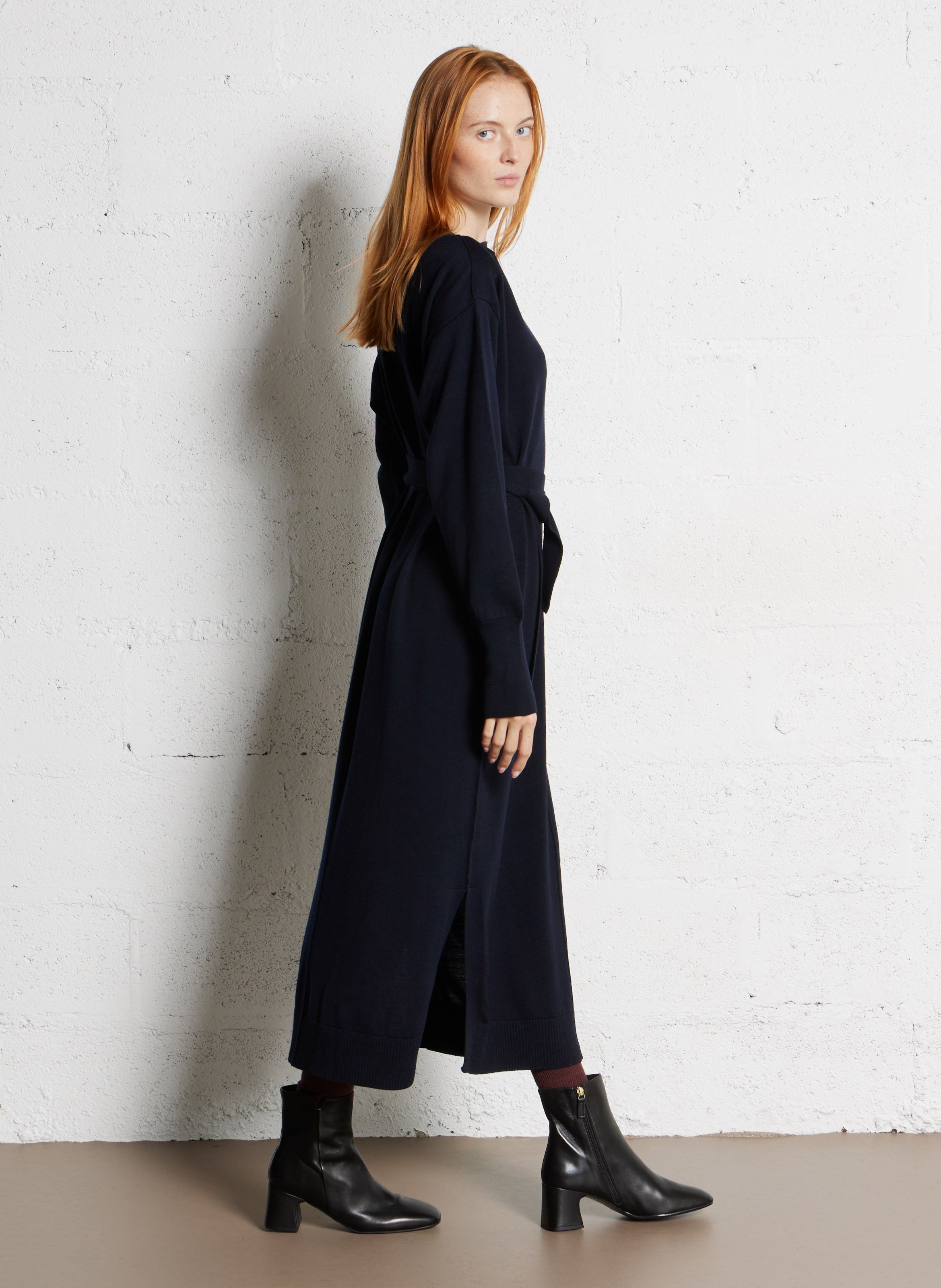 Robe longue en maille côtelée clea SOEUR Bleu