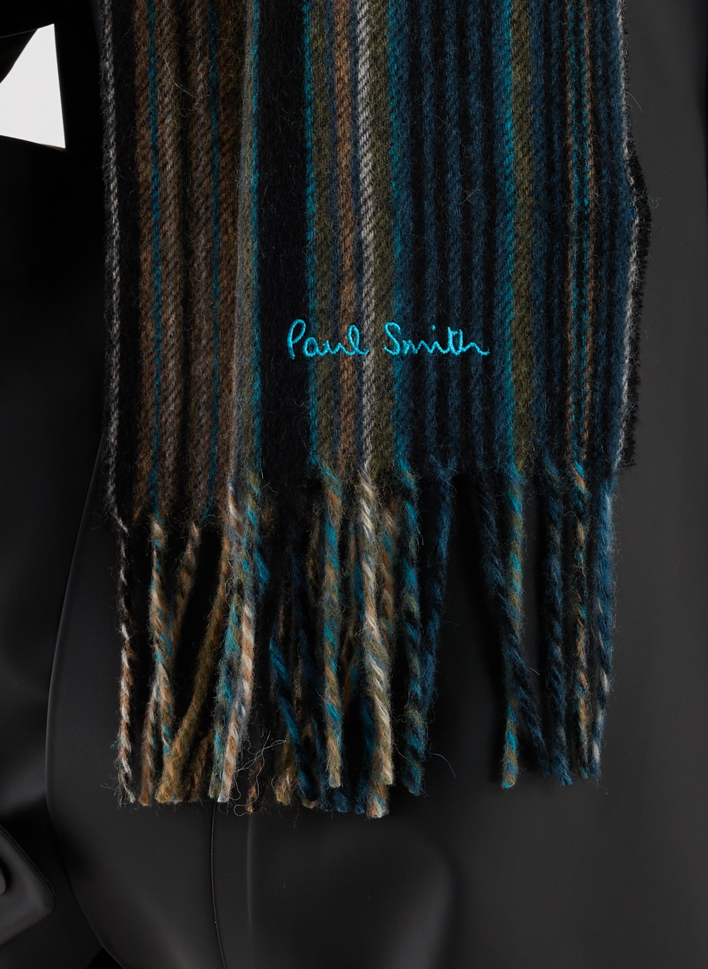 Echarpe à rayures en laine vierge PAUL SMITH Noir