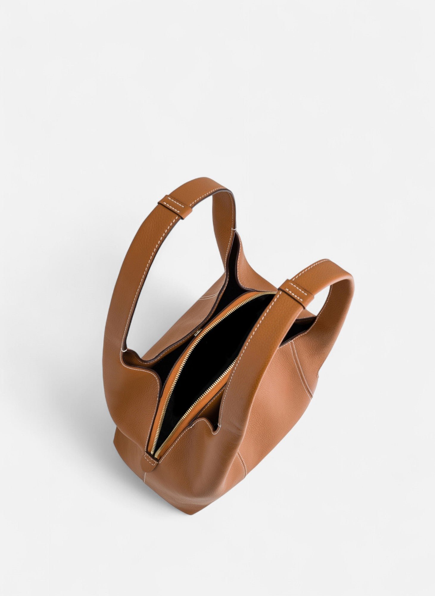 Sac porté épaule moyen modèle juliette en cuir grainé Marron