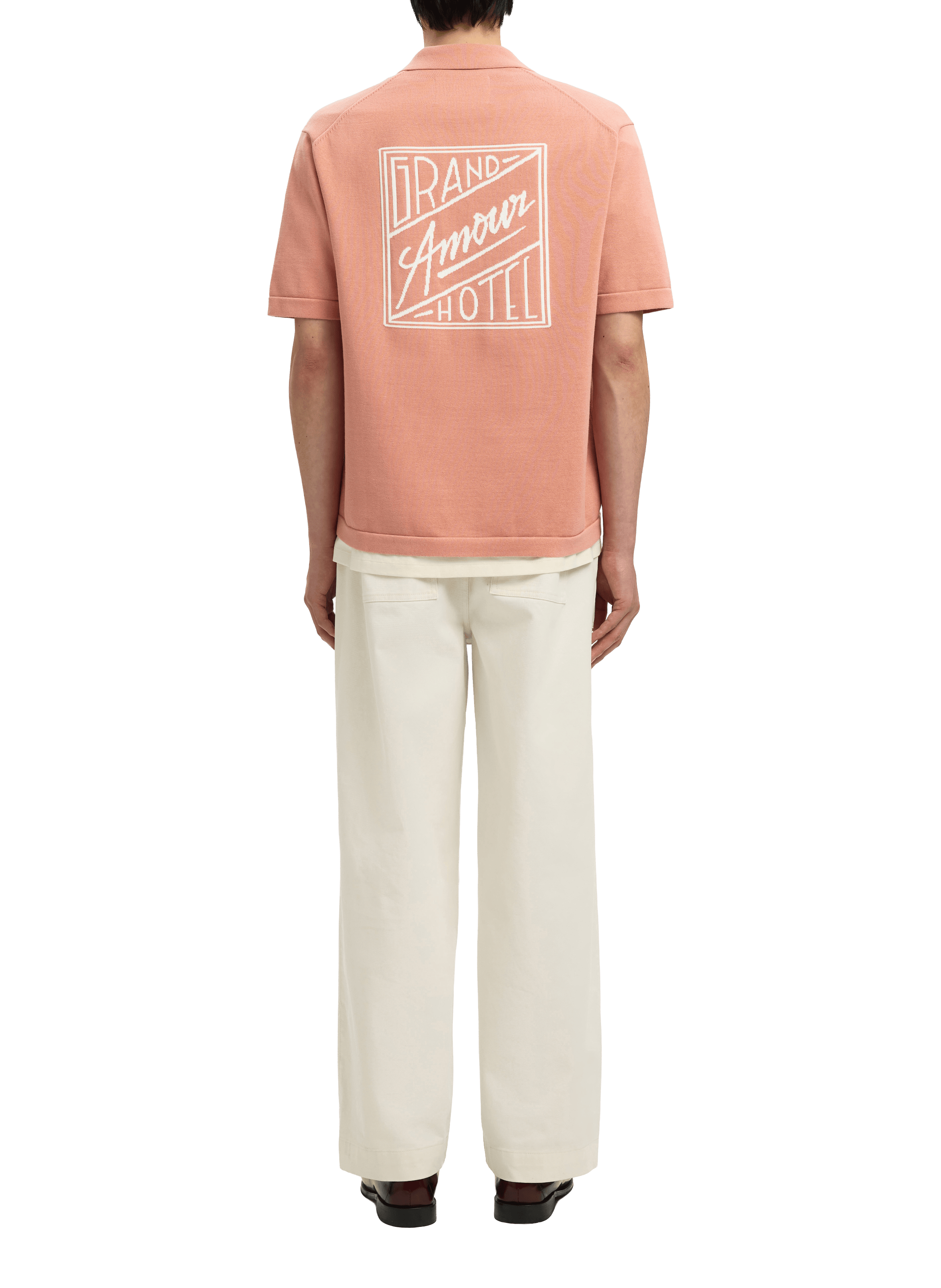 Short-sleeved embroidered cotton shirt SELECTED Pink