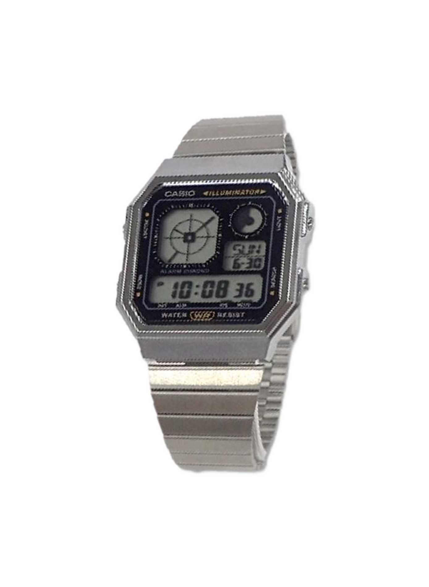 Montre double affichage en acier inoxydable CASIO Argent