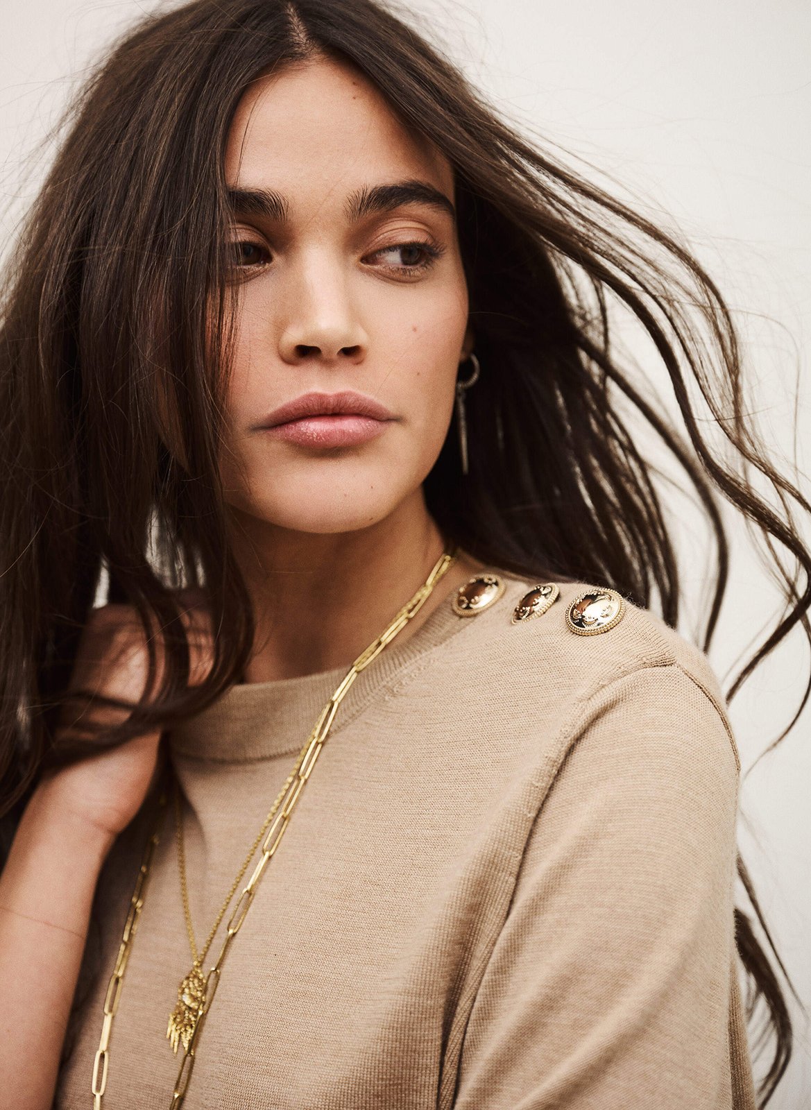 Pull droit col rond en laine byleil BA&SH Beige