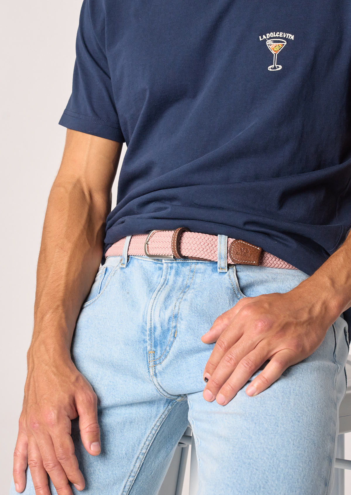 Ceinture tressée élastique unie BILLYBELT Rose