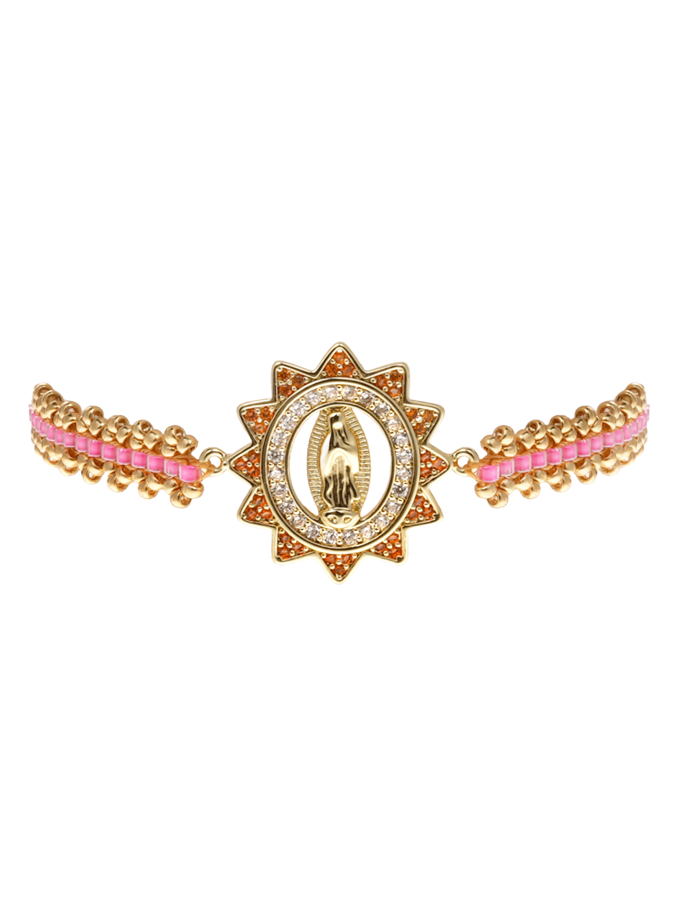 Bracelet perles réglable avec cabochon central jolyne HIPANEMA Rose